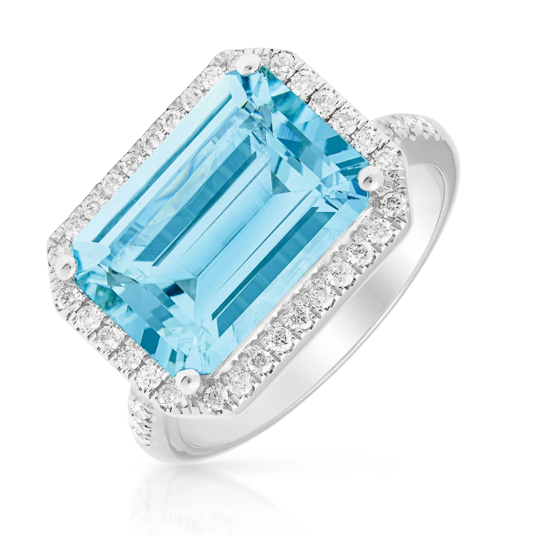 14KT White Gold Aquamarine Diamond Ring