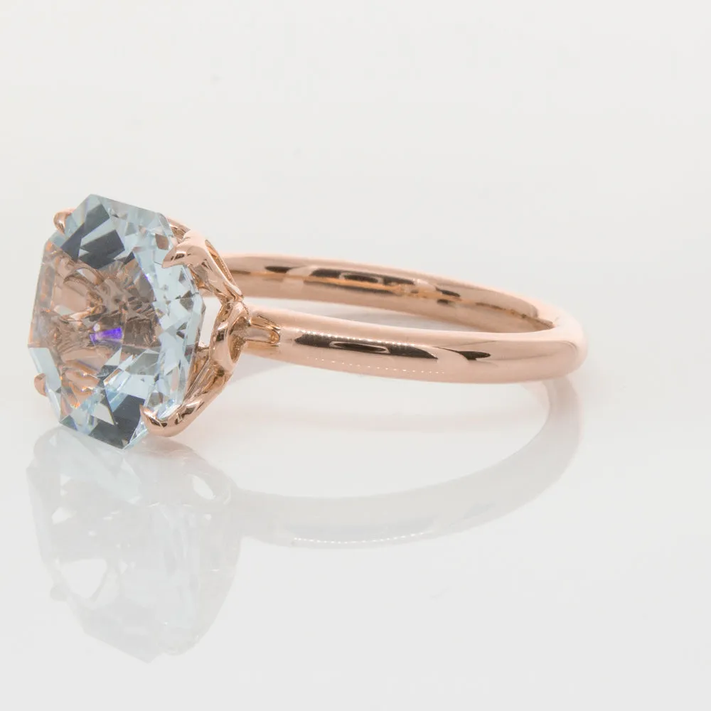 18ct Rose Gold Aquamarine Octavia Ring