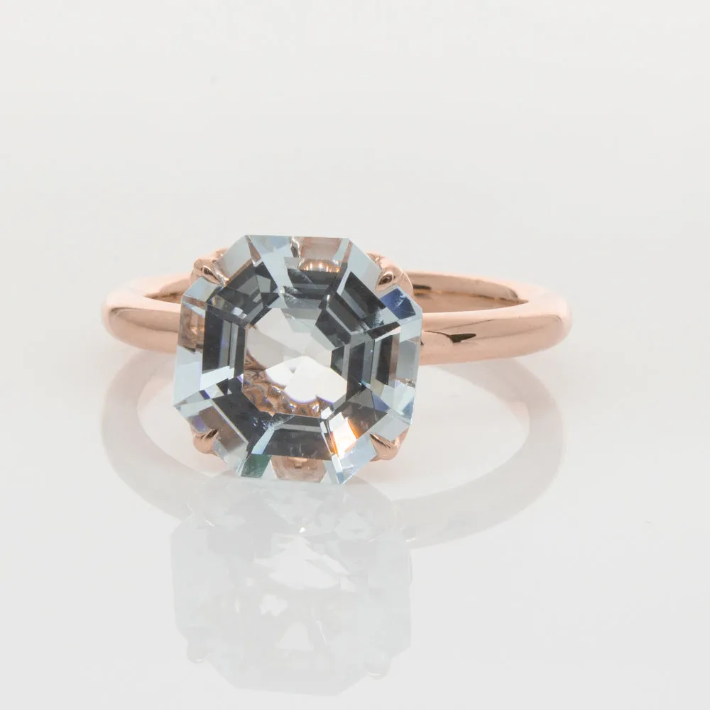 18ct Rose Gold Aquamarine Octavia Ring