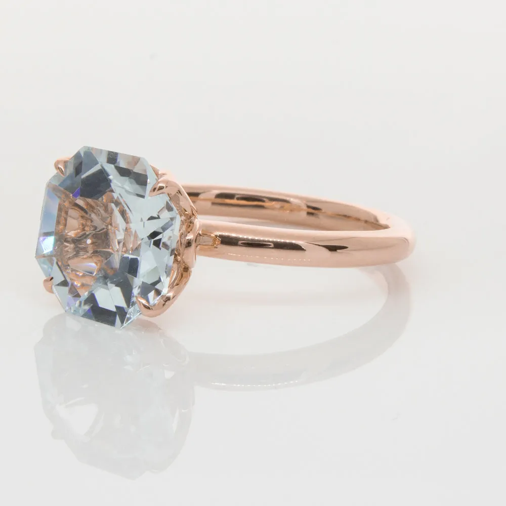 18ct Rose Gold Aquamarine Octavia Ring