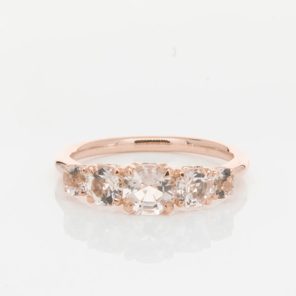 18ct Rose Gold Five Stone Morganite Octavia Ring