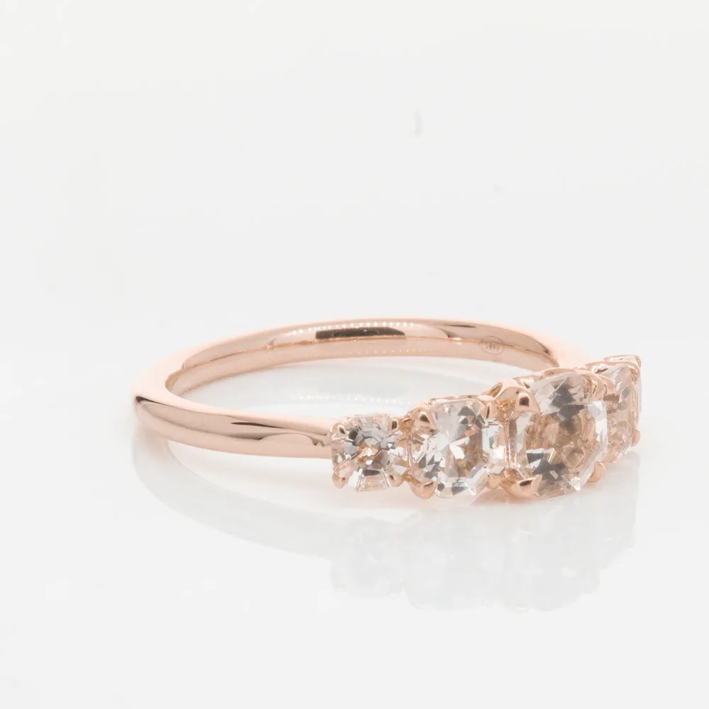 18ct Rose Gold Five Stone Morganite Octavia Ring