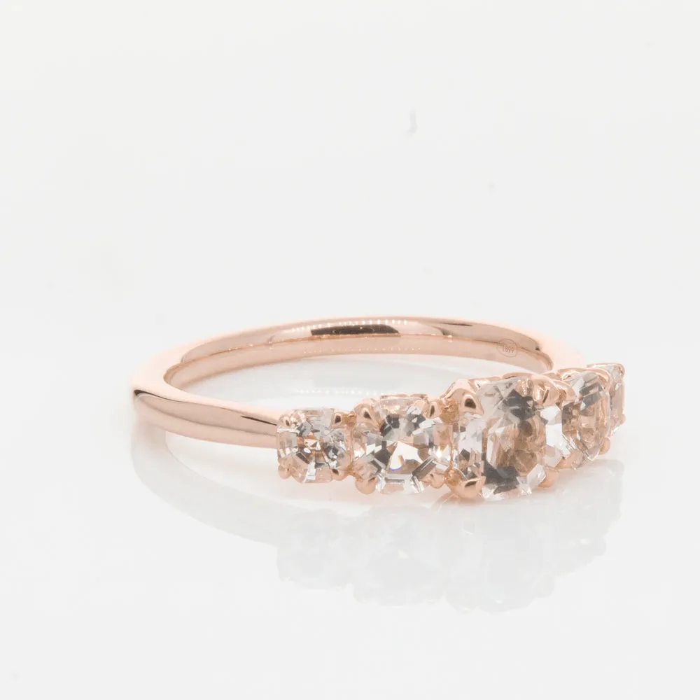 18ct Rose Gold Five Stone Morganite Octavia Ring