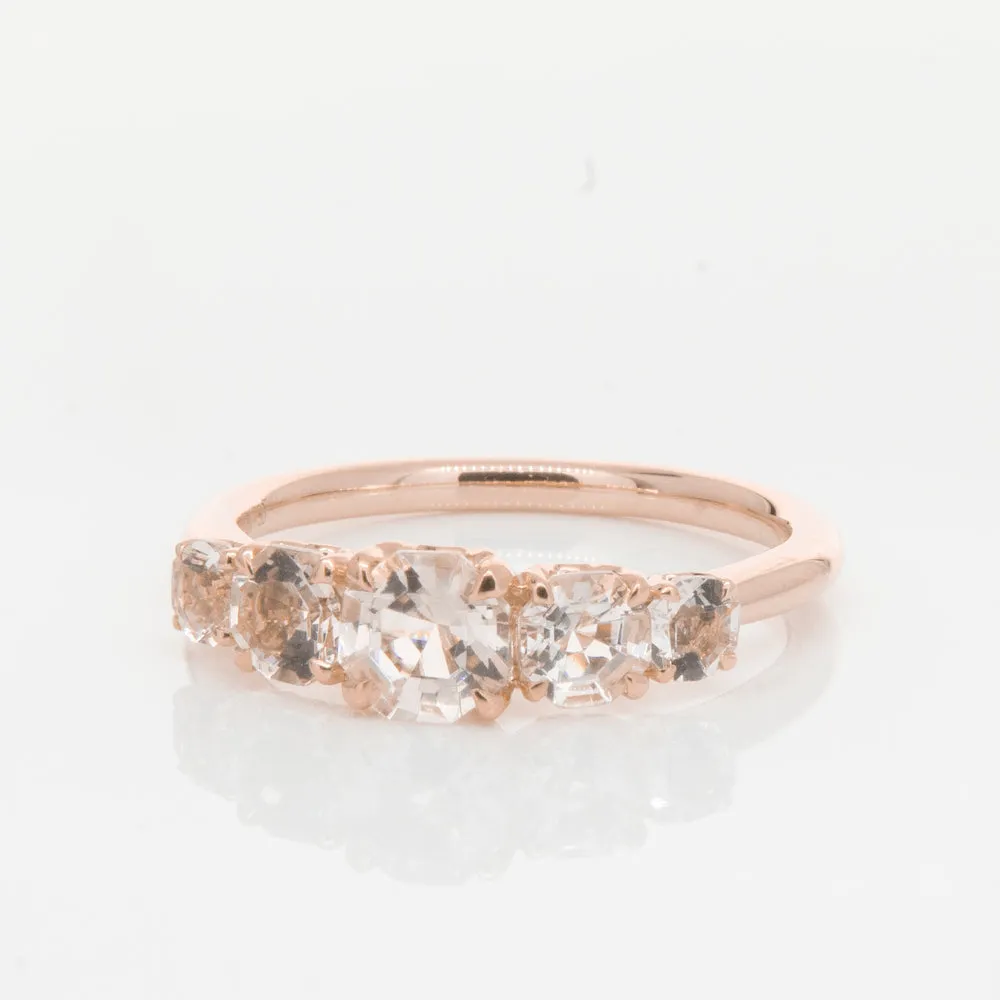 18ct Rose Gold Five Stone Morganite Octavia Ring