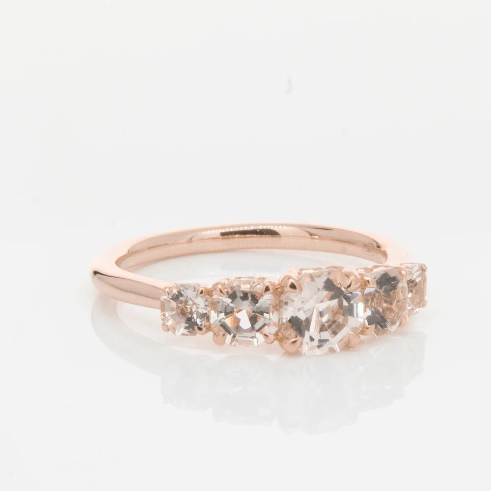 18ct Rose Gold Five Stone Morganite Octavia Ring