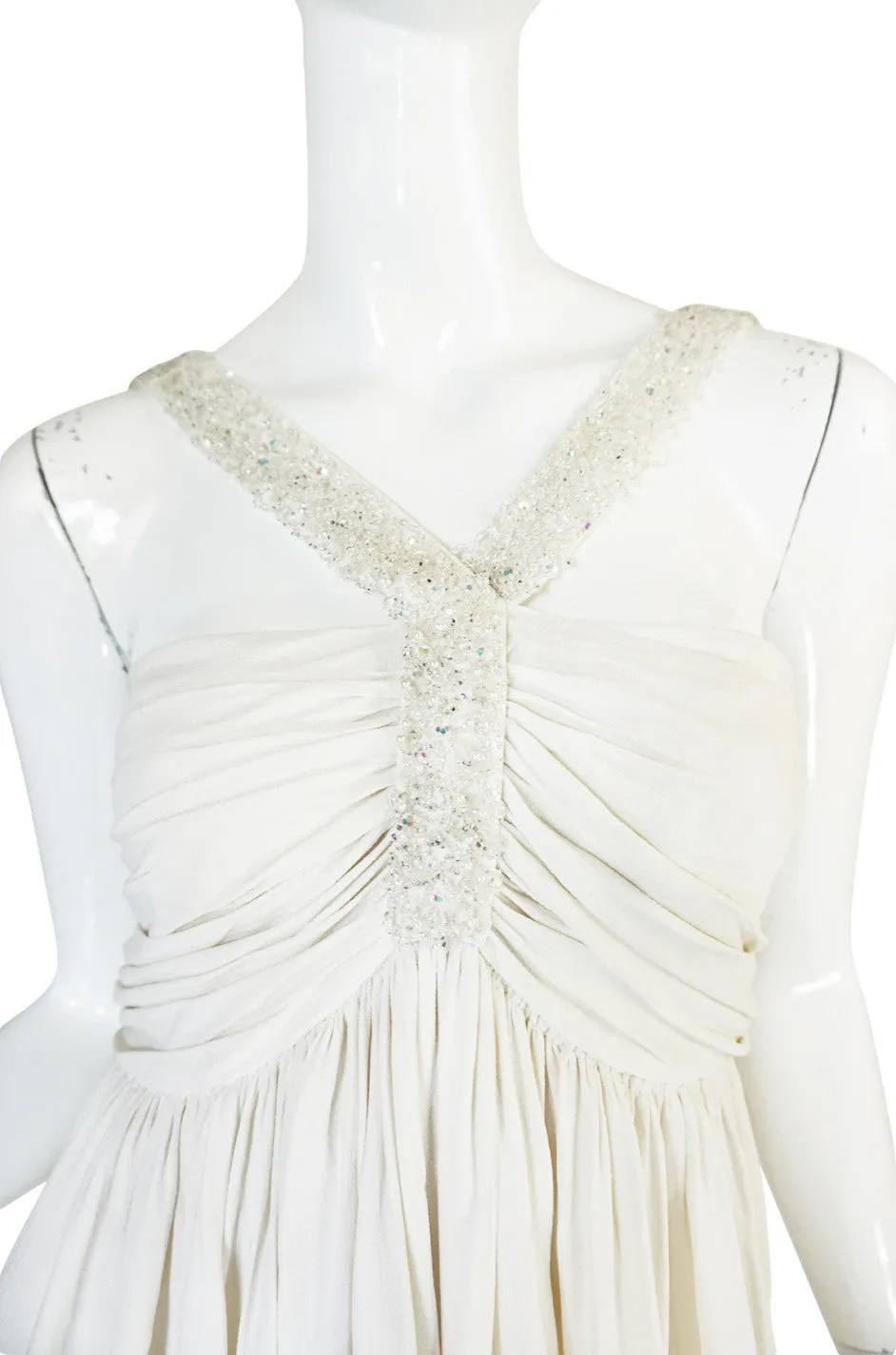 1930s Cream Beaded Silk Crepe Dress