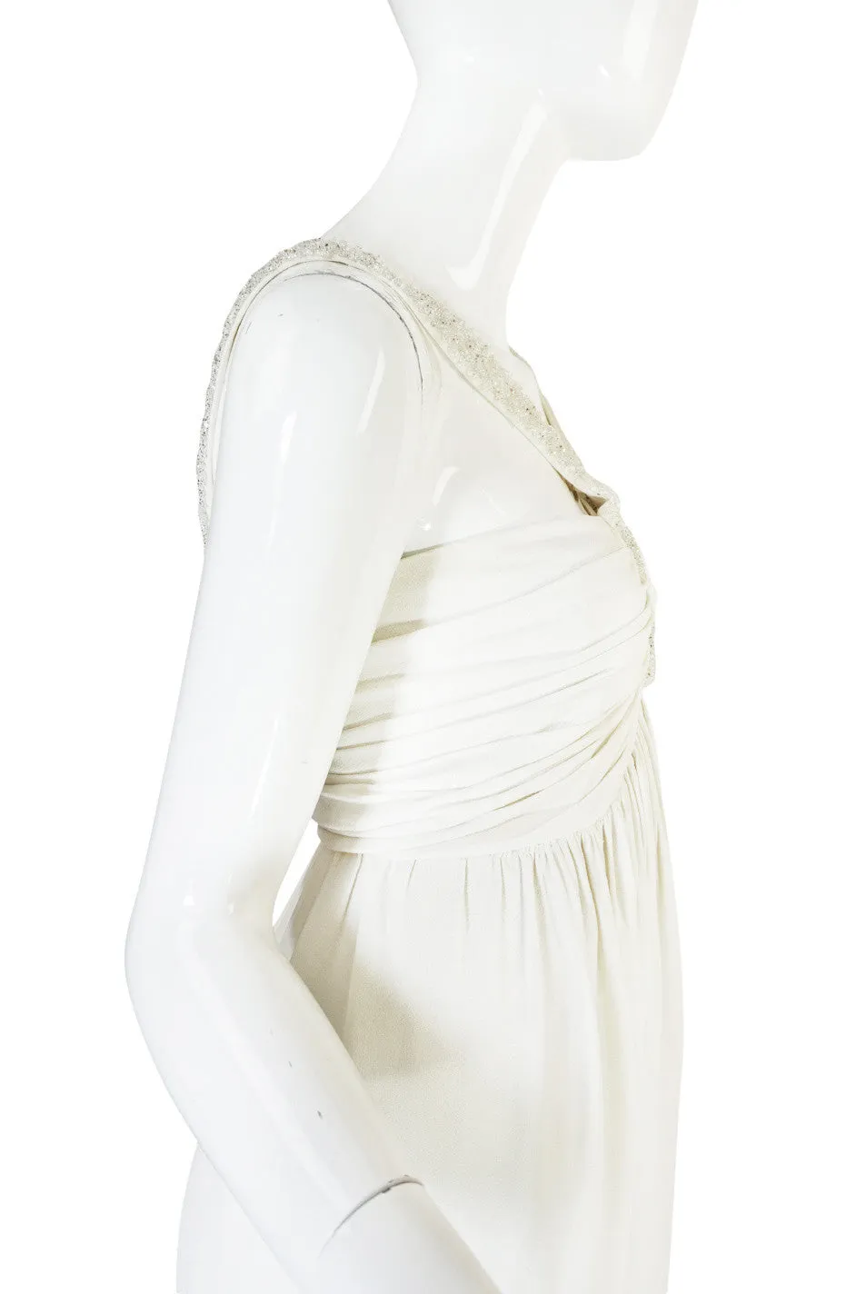 1930s Cream Beaded Silk Crepe Dress