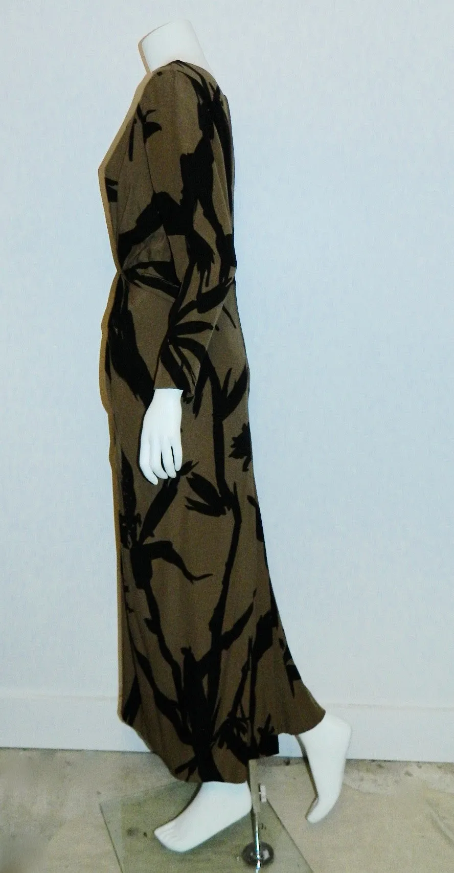 abstract print silk gown BUD KILPATRICK vintage 1960s dress XS