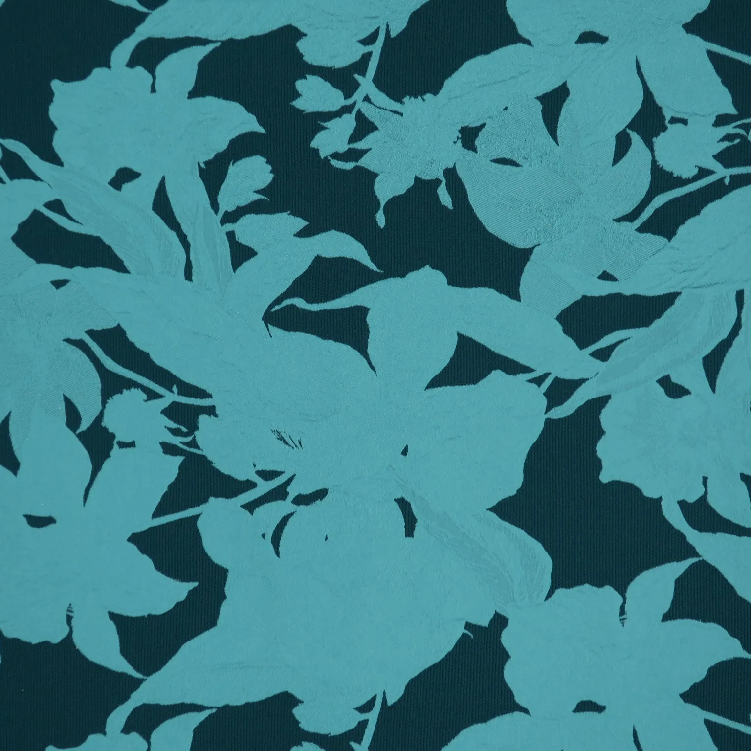 Aqua and Teal Floral Double Faced Textured Brocade Fabric