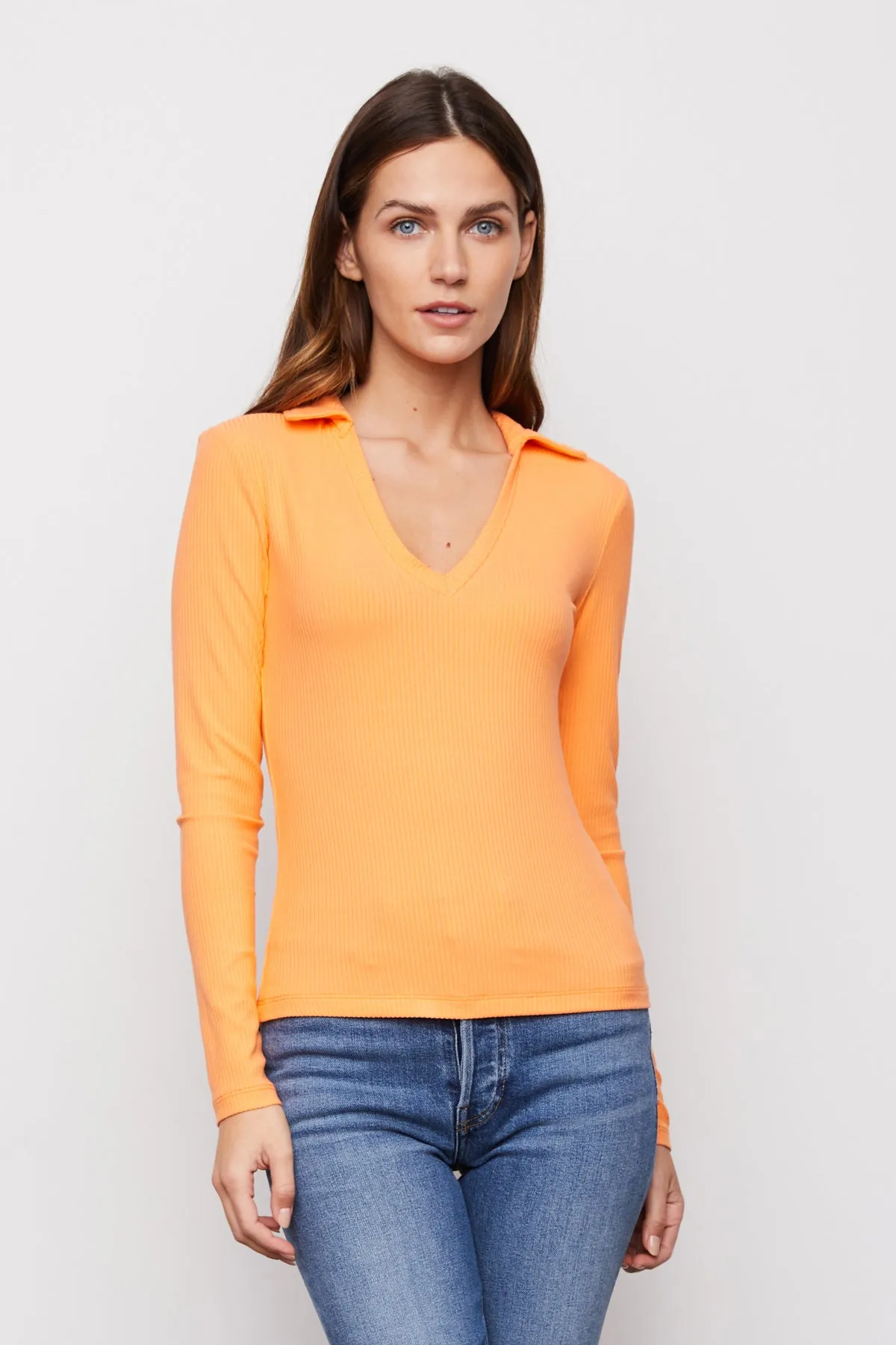 Bailey 44 Echo Long Sleeve V-Neck Top in Cantaloupe