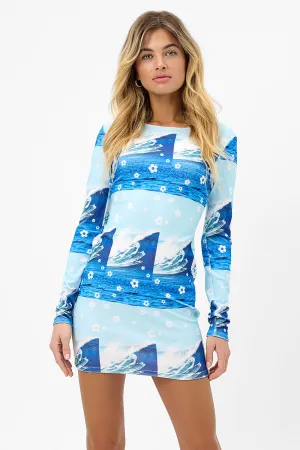 Boz Terry Long Sleeve Dress - Blue Tides