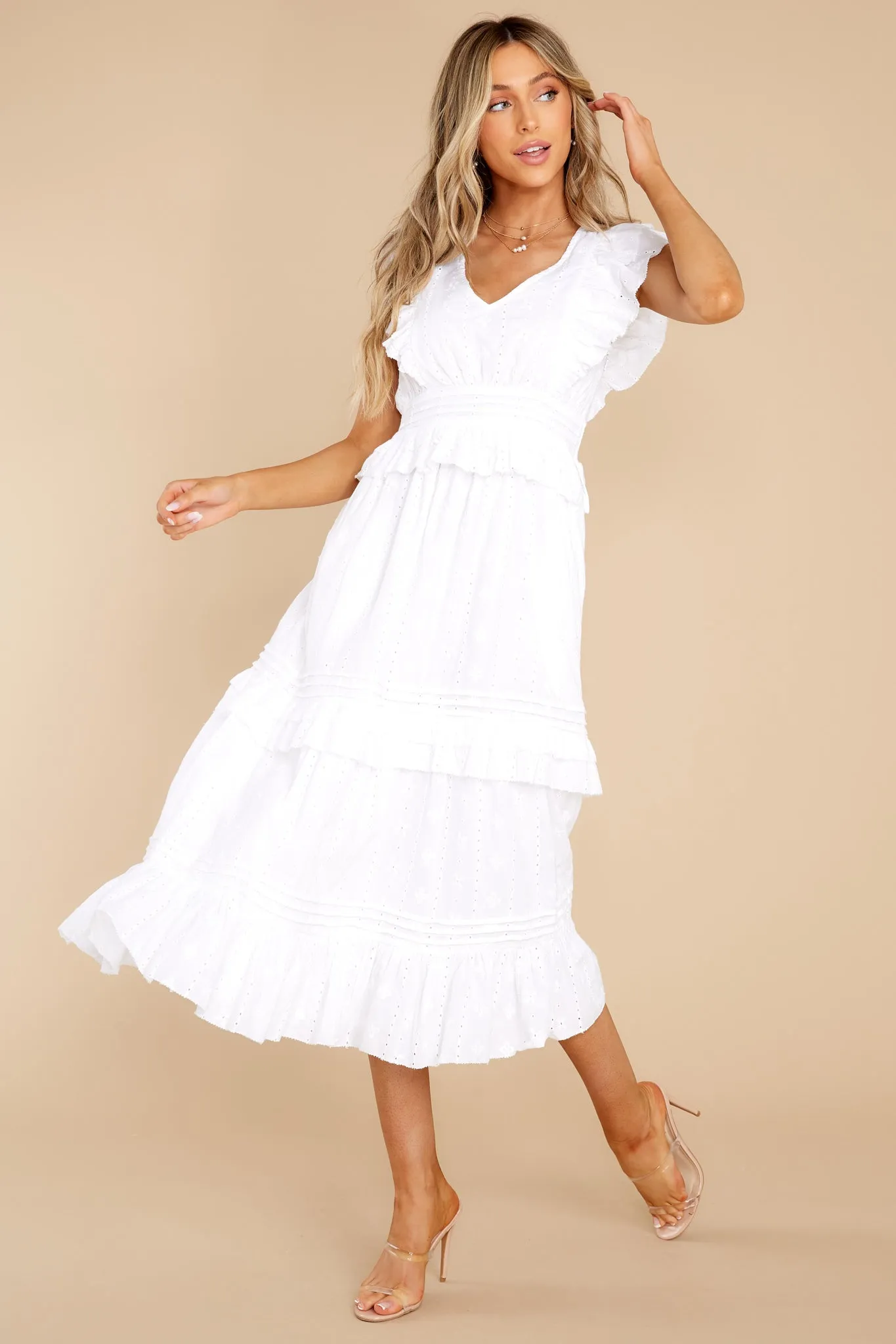 Cherie White Midi Dress