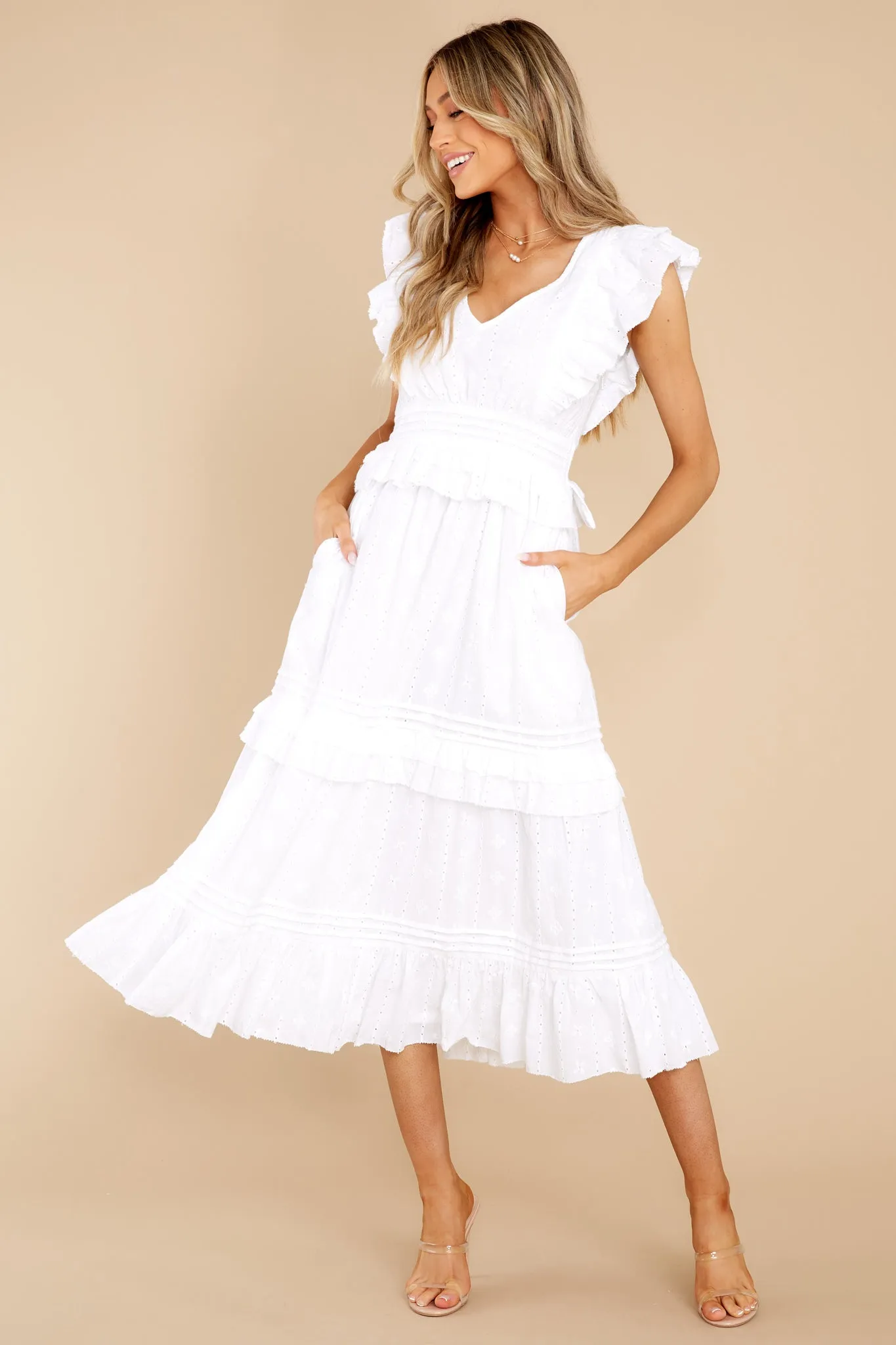 Cherie White Midi Dress