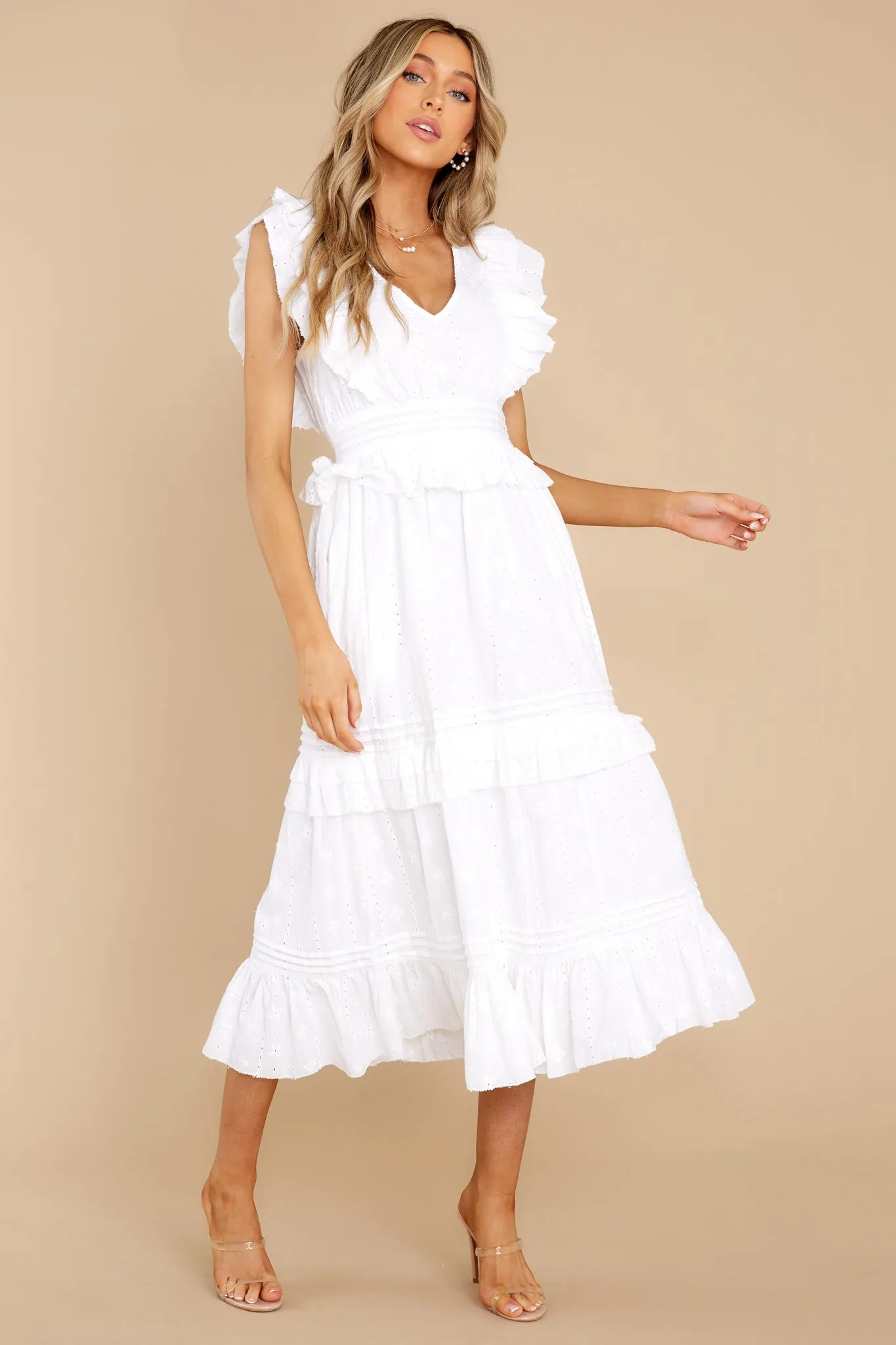 Cherie White Midi Dress