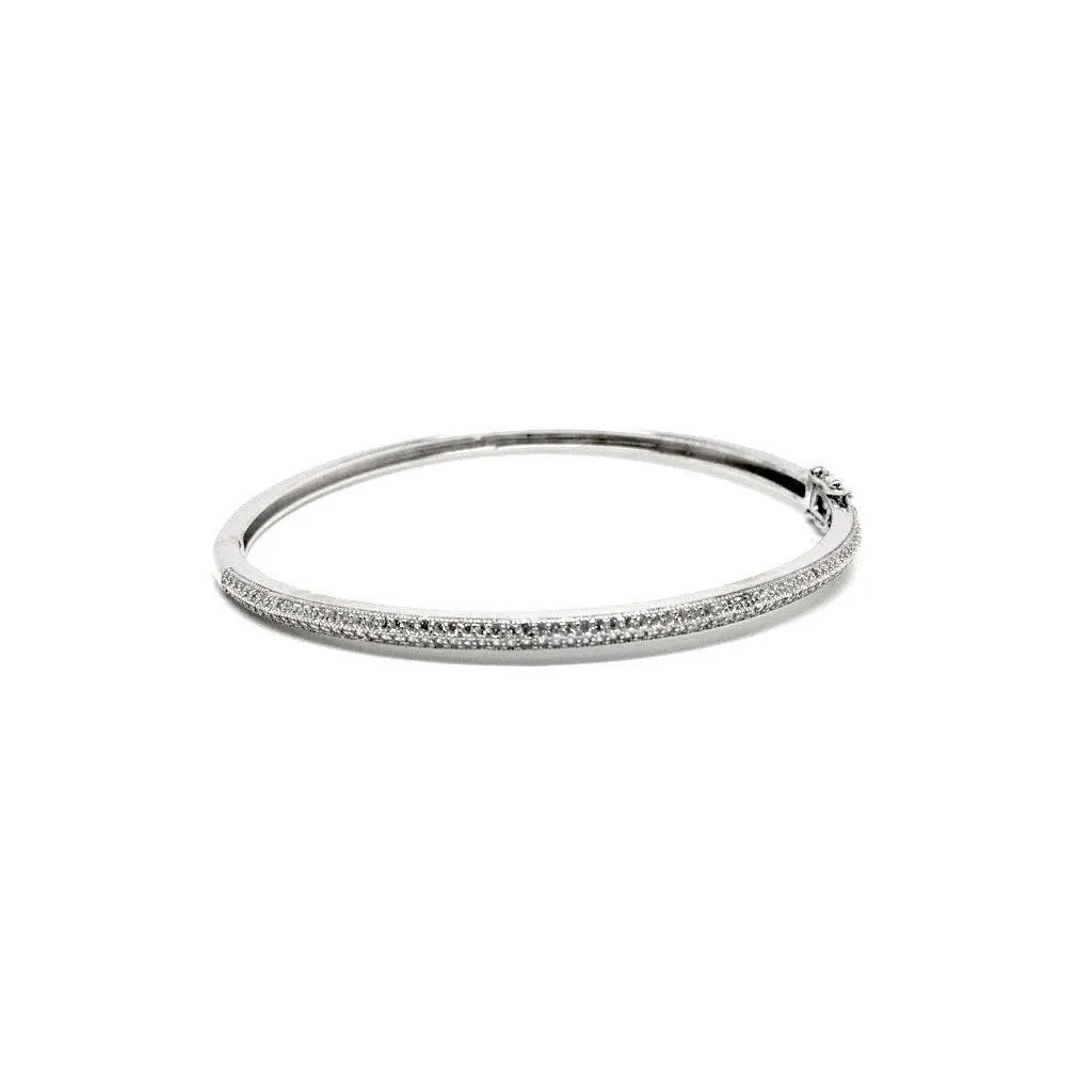 Clear 925 Sterling Silver with Crystals Bangle with Luxurious Gift Box