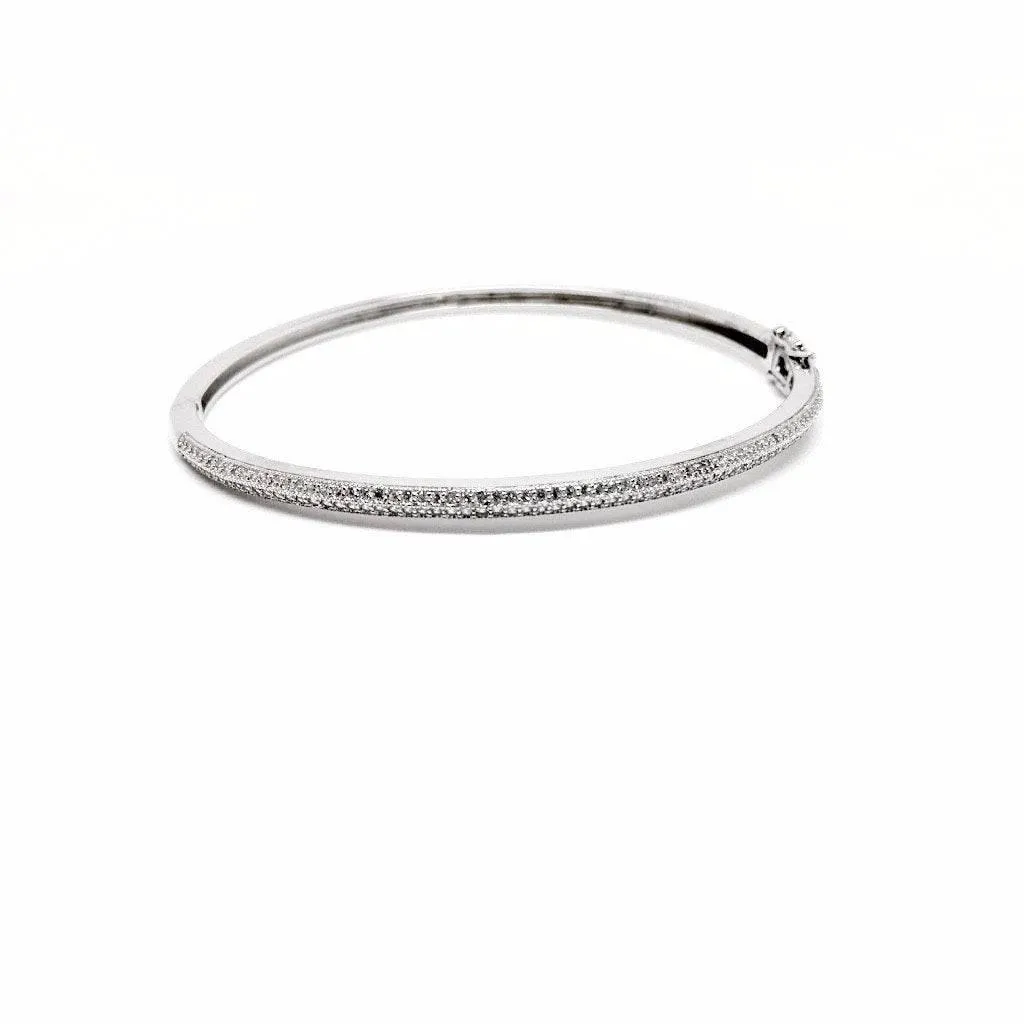 Clear 925 Sterling Silver with Crystals Bangle with Luxurious Gift Box