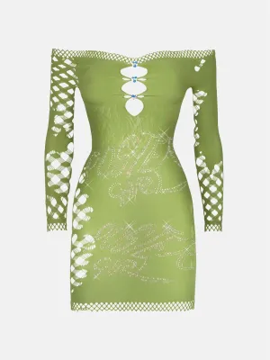 Coco Dress Long Sleeve in Sativa Green