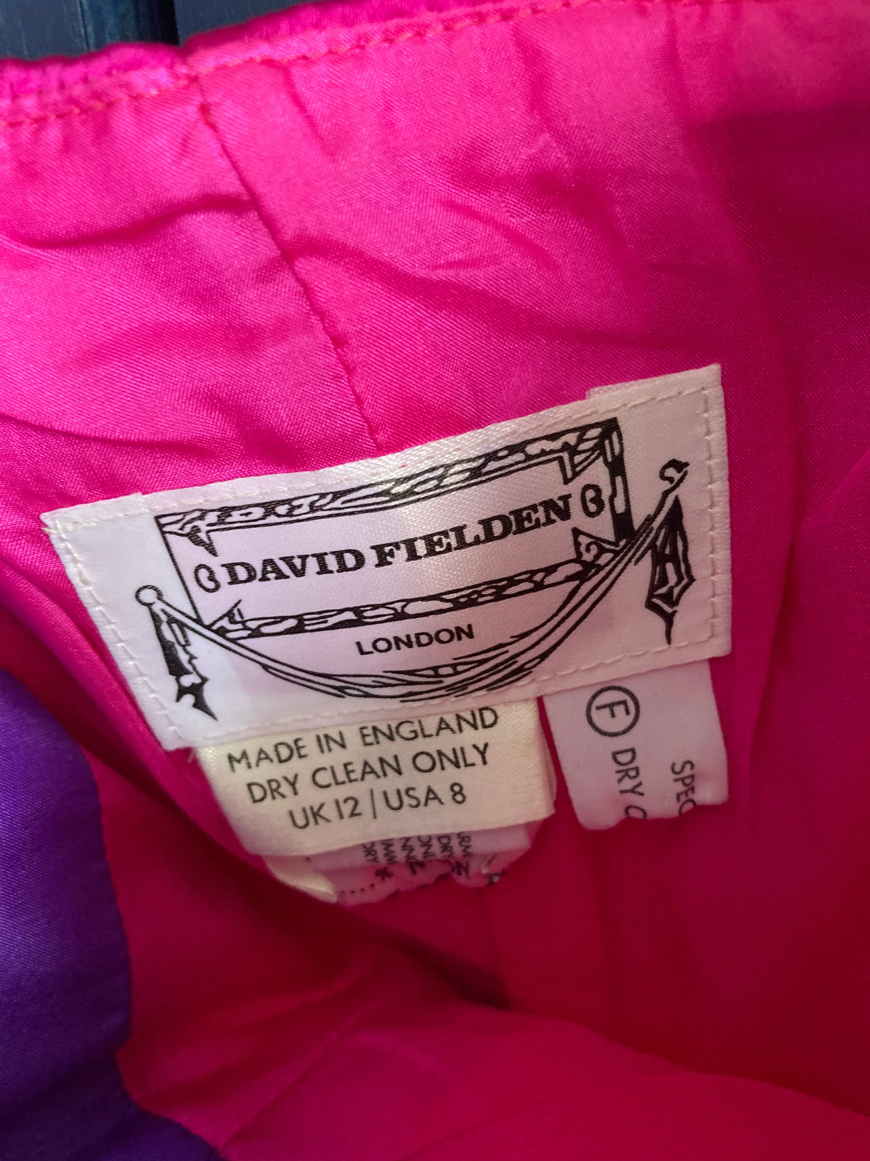 David Fielden Cerise And Purple Sleeveless Occasion Dress UK Size 12