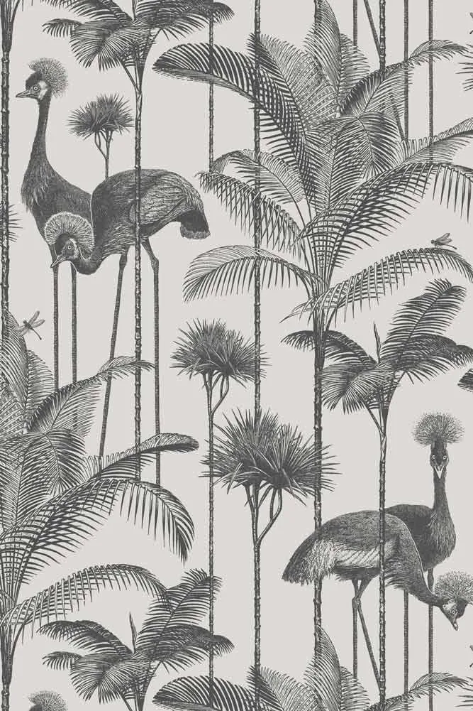 Divine Savages Crane Fonda Charcoal Wallpaper