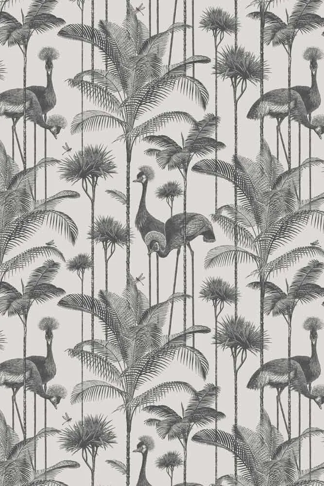 Divine Savages Crane Fonda Charcoal Wallpaper