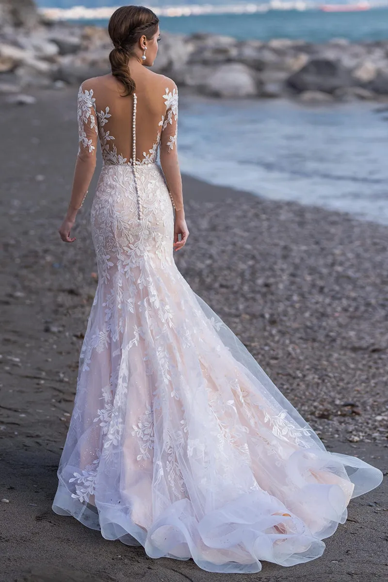 Elena Lace Applique Mermaid Wedding Dress