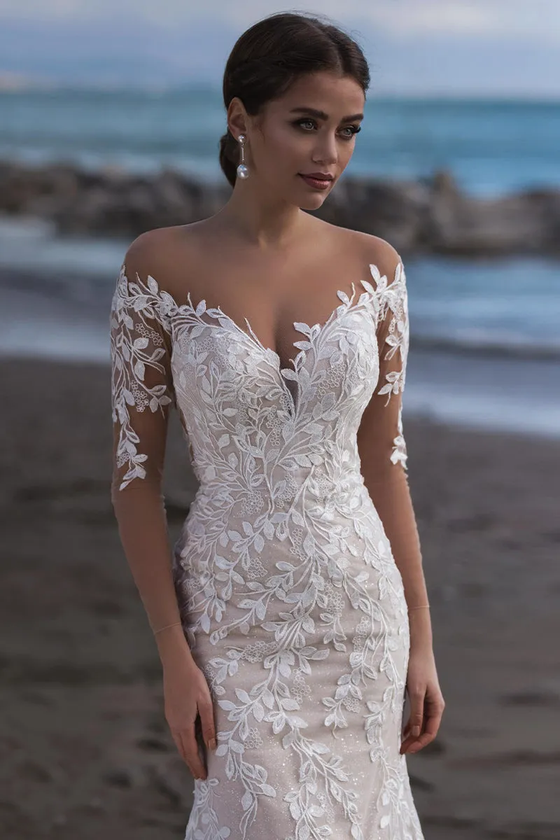 Elena Lace Applique Mermaid Wedding Dress