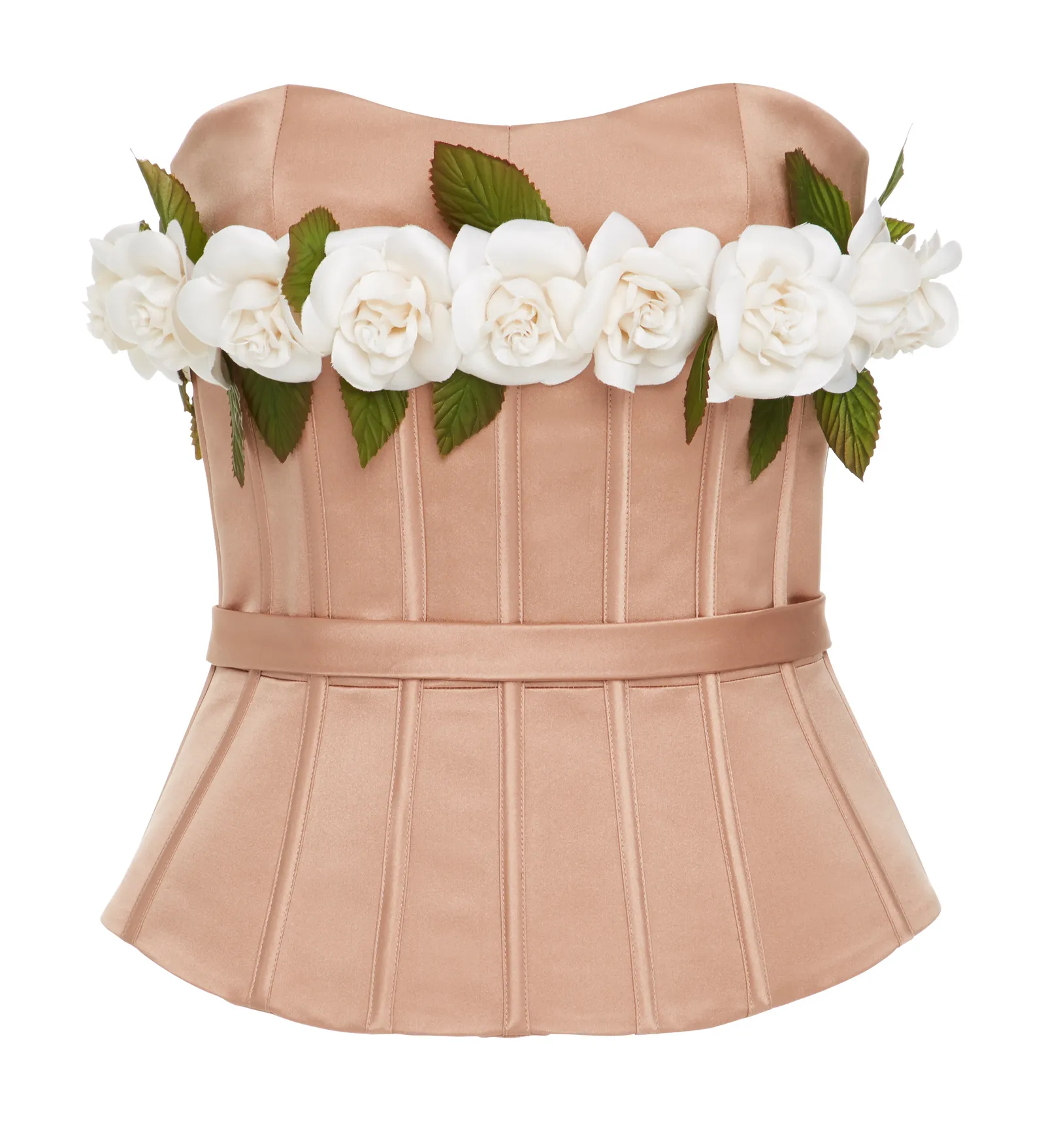 Elizabeth Kennedy Corset Top With Flowers - peach rose