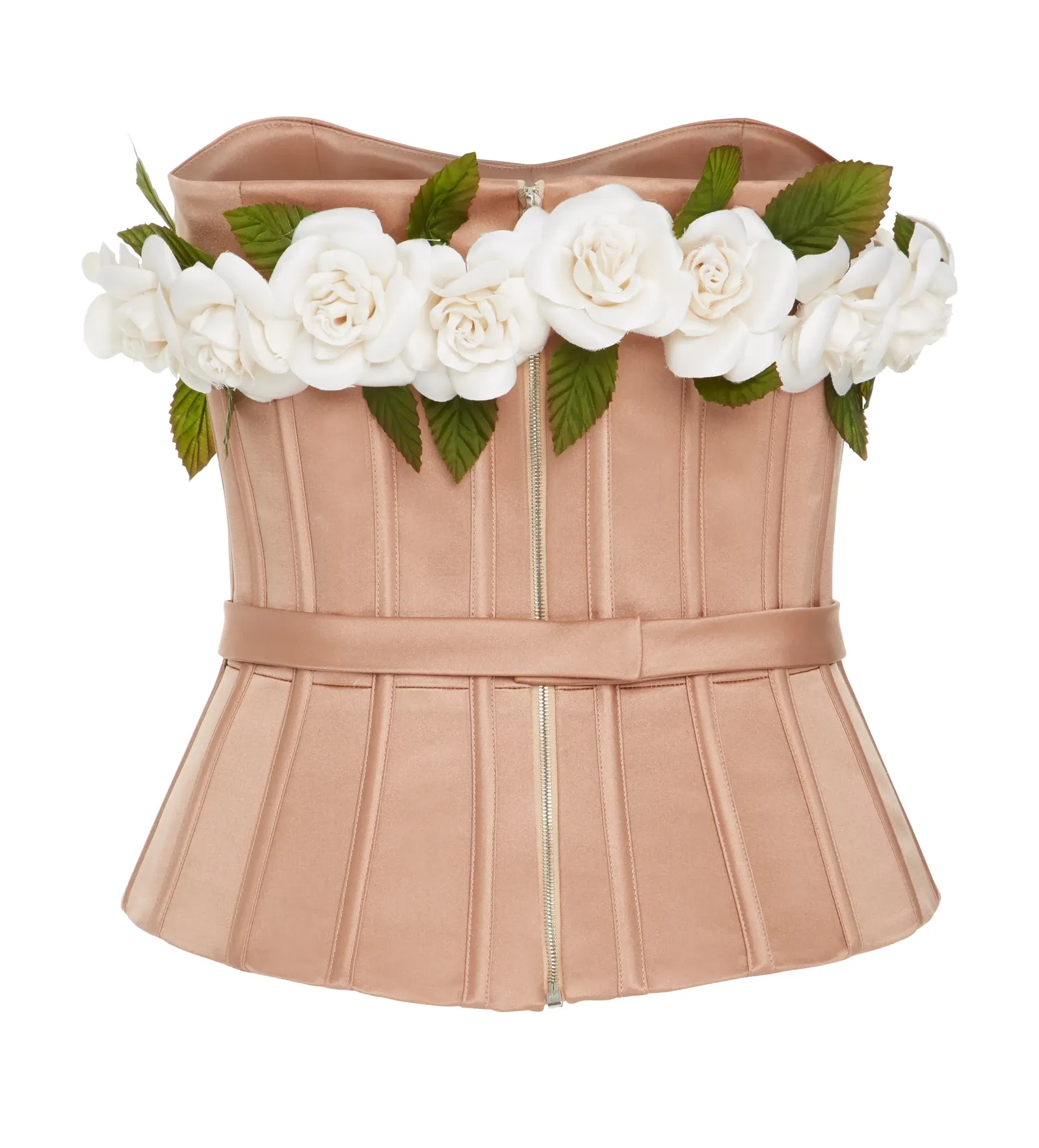 Elizabeth Kennedy Corset Top With Flowers - peach rose