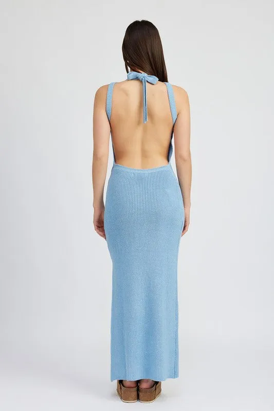 Emory Park HALTER NECK MAXI DRESS WITH OPEN BACK