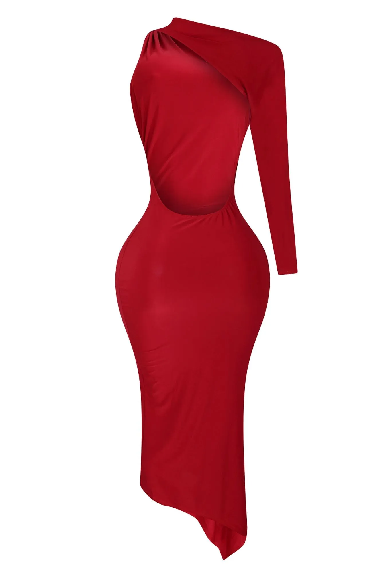 Eva One Shoulder Nylon Midi Dress