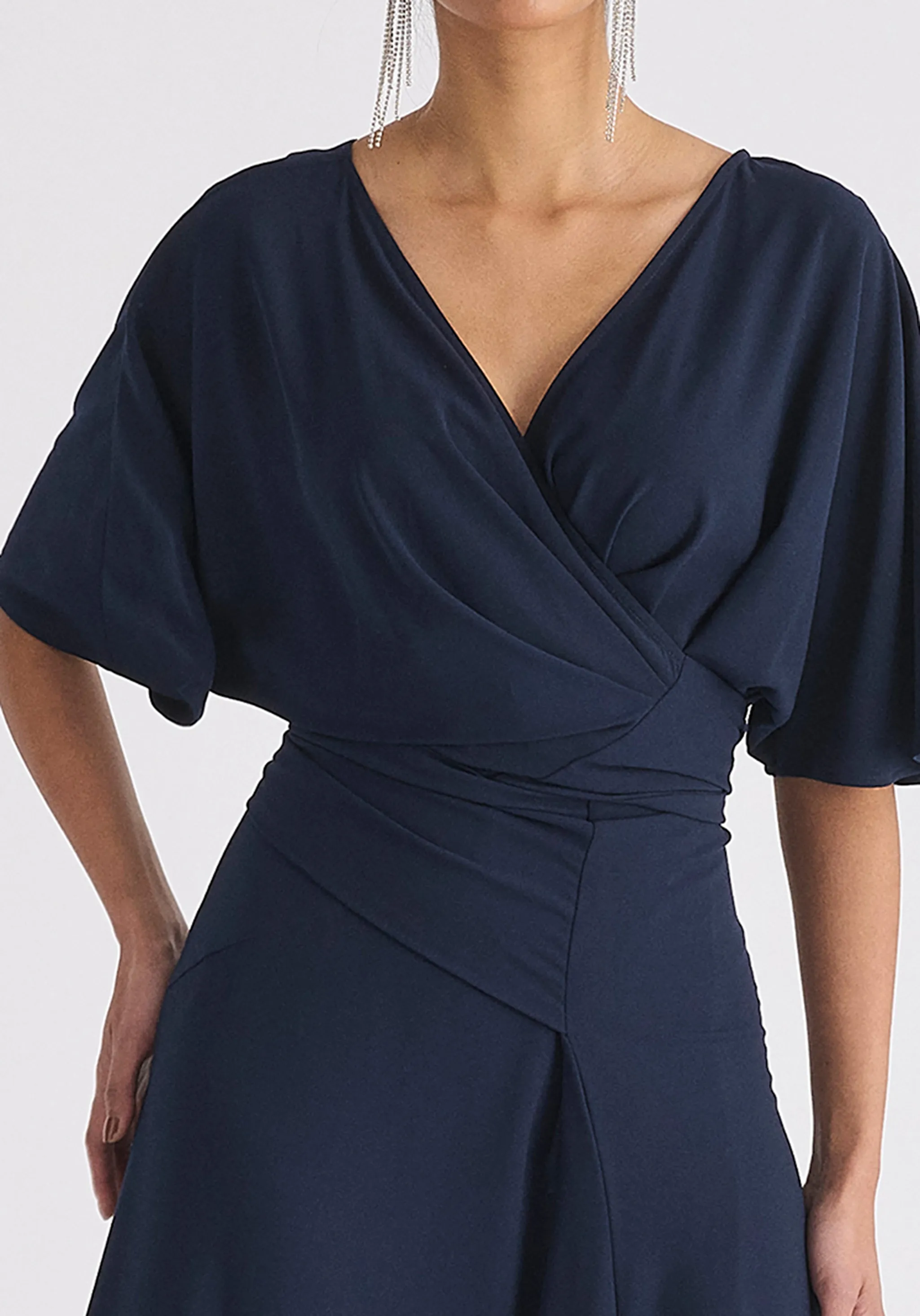 Flare Sleeves Maxi Wrap Dress