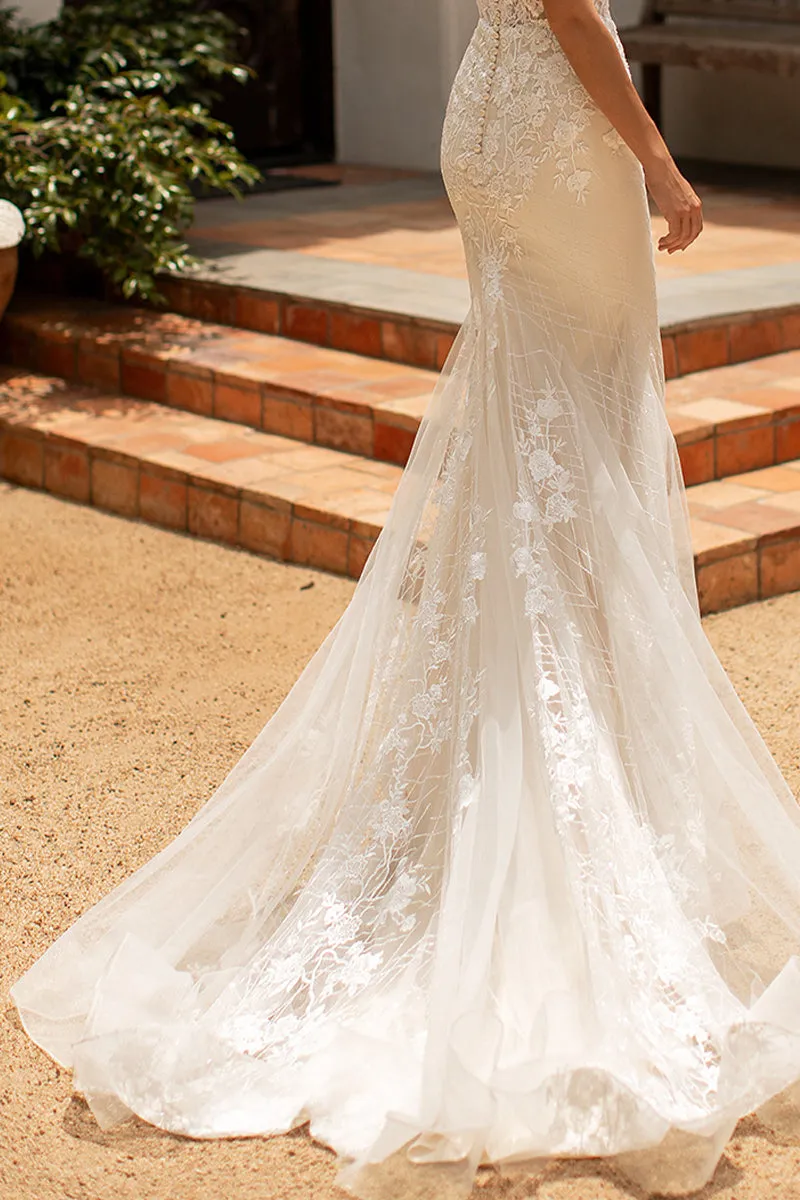 Forever Beloved Lace Applique Wedding Dress