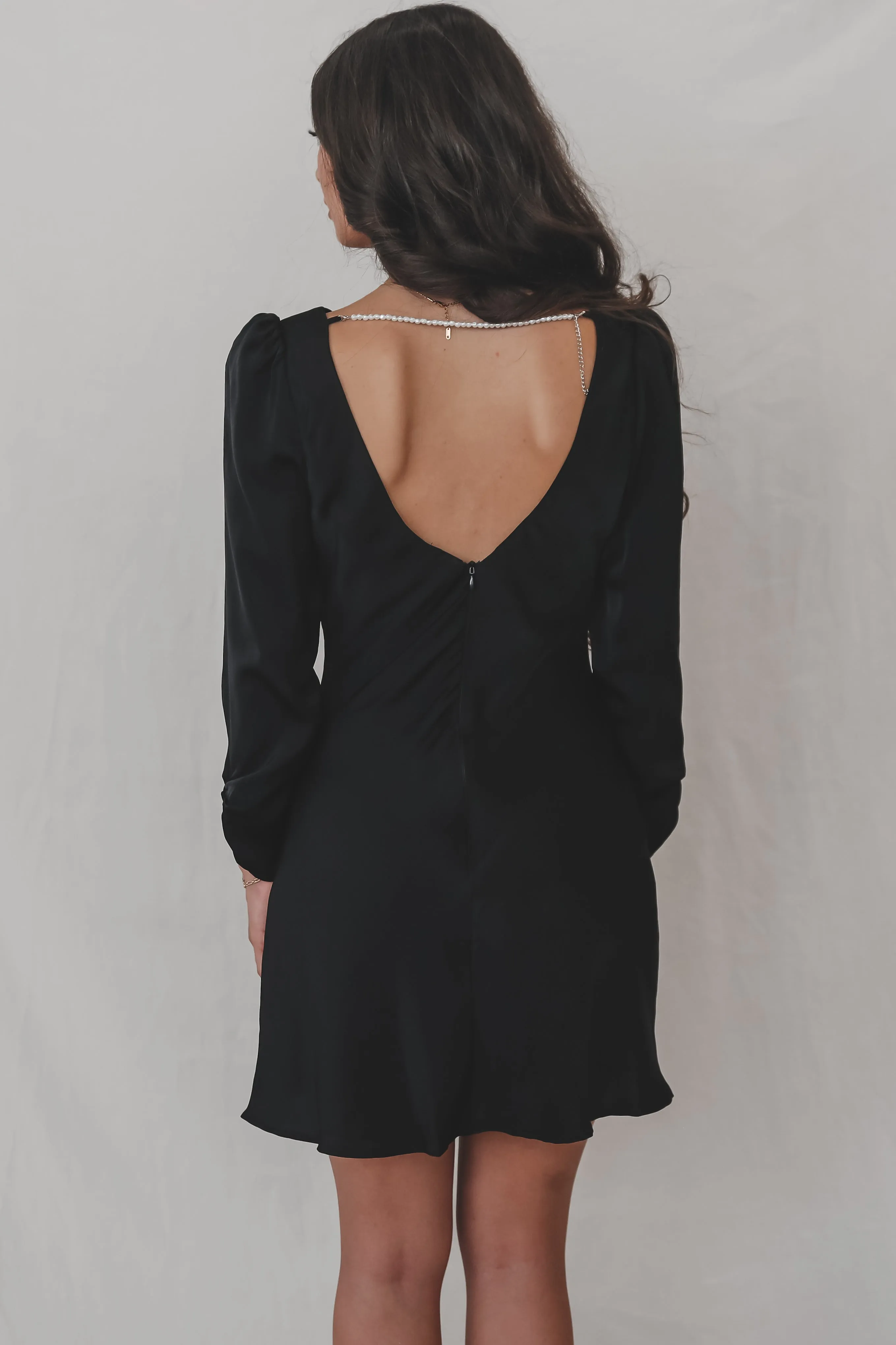 Giving Elegance Long Sleeve Black Cowl Neck Dress