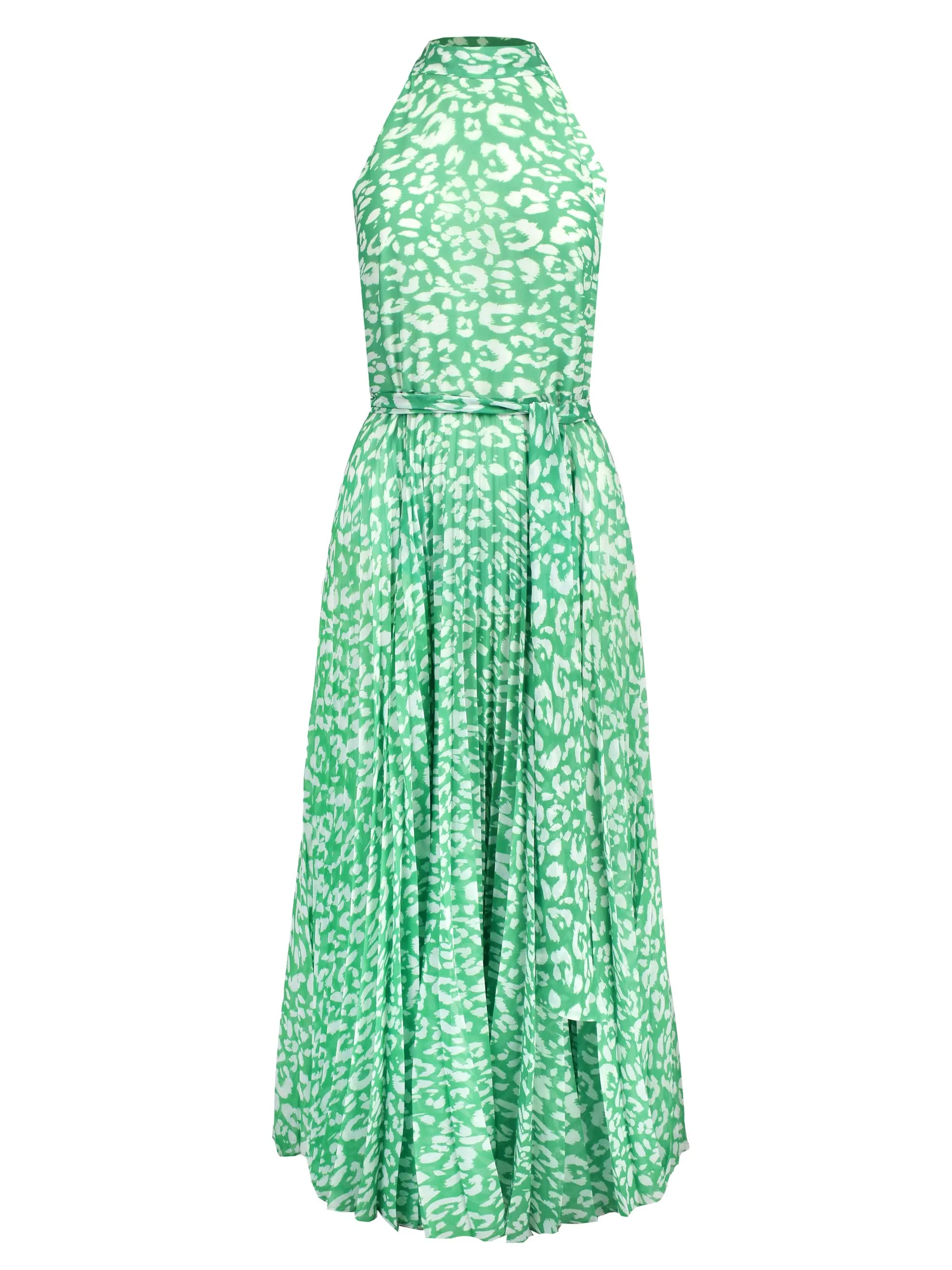 Green Animal Pleated Maxi