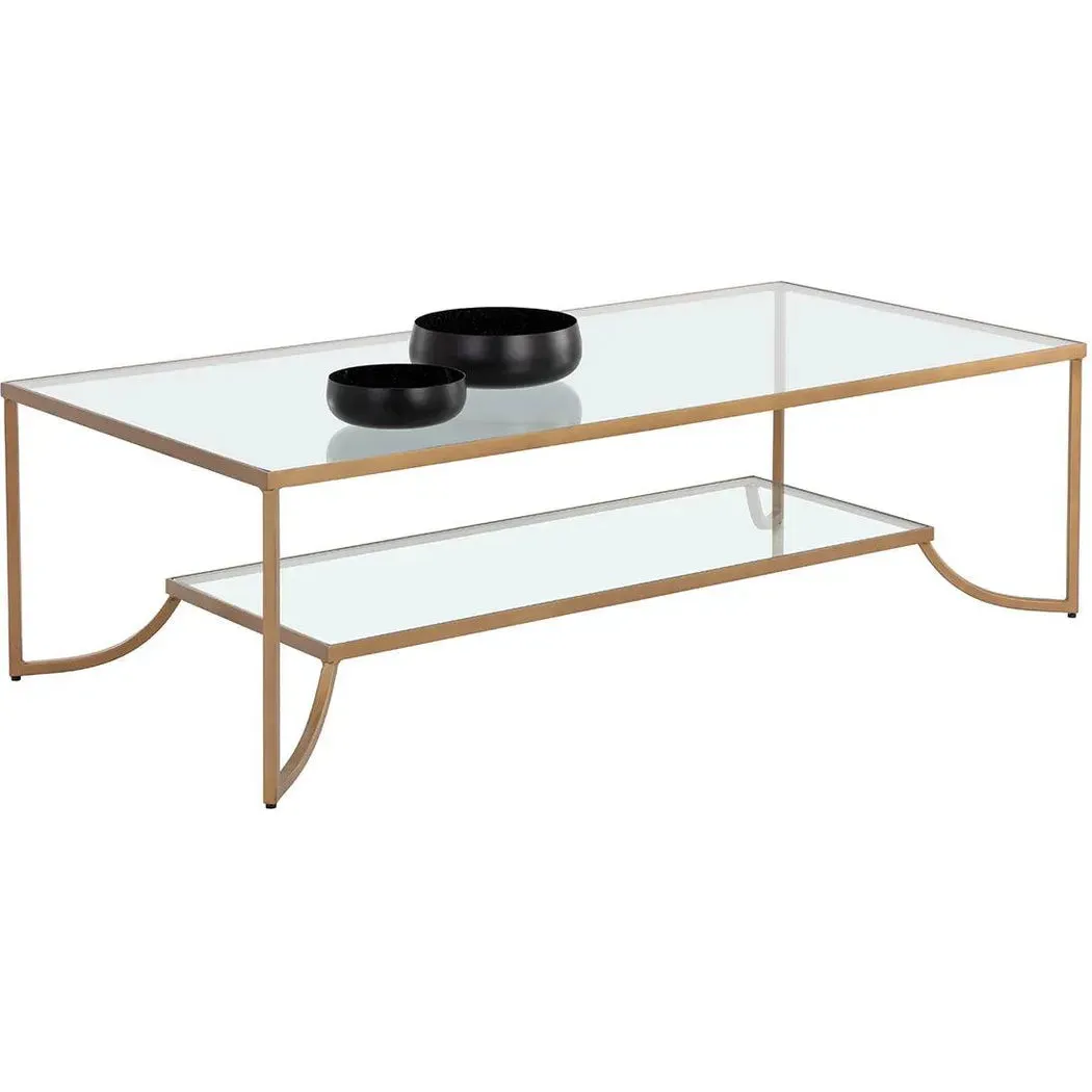 Kessler Coffee Table With Antique Gold Iron Frame