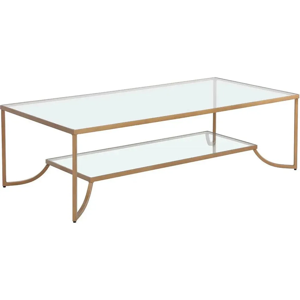 Kessler Coffee Table With Antique Gold Iron Frame