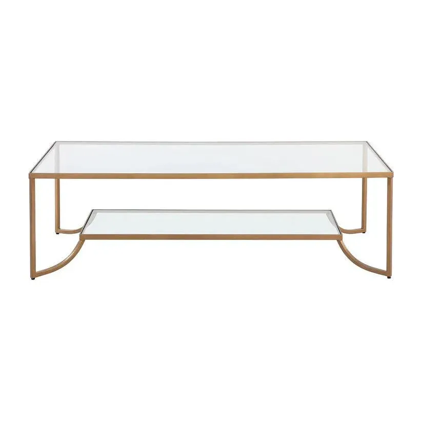 Kessler Coffee Table With Antique Gold Iron Frame