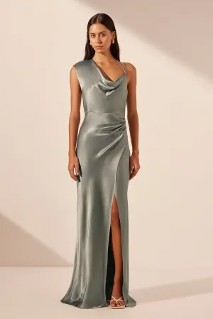 LA LUNE DRAPED MAXI DRESS - SAGE