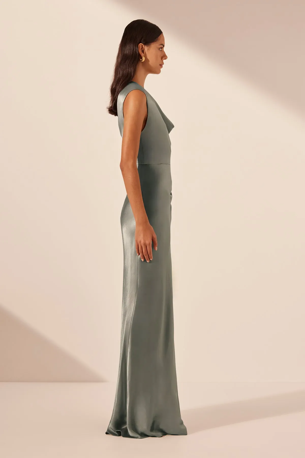 LA LUNE DRAPED MAXI DRESS - SAGE