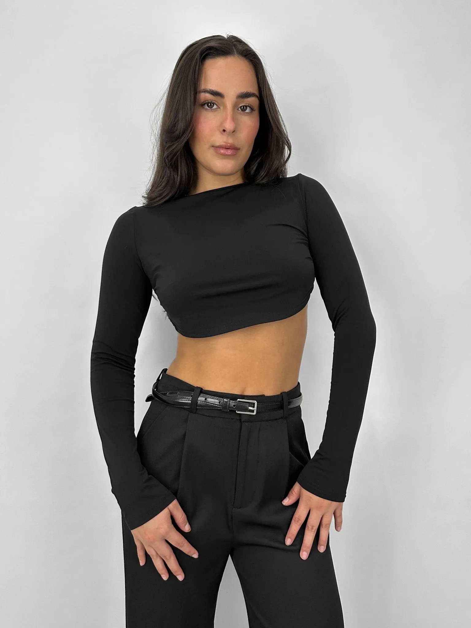 Open Back Cropped Long Sleeve