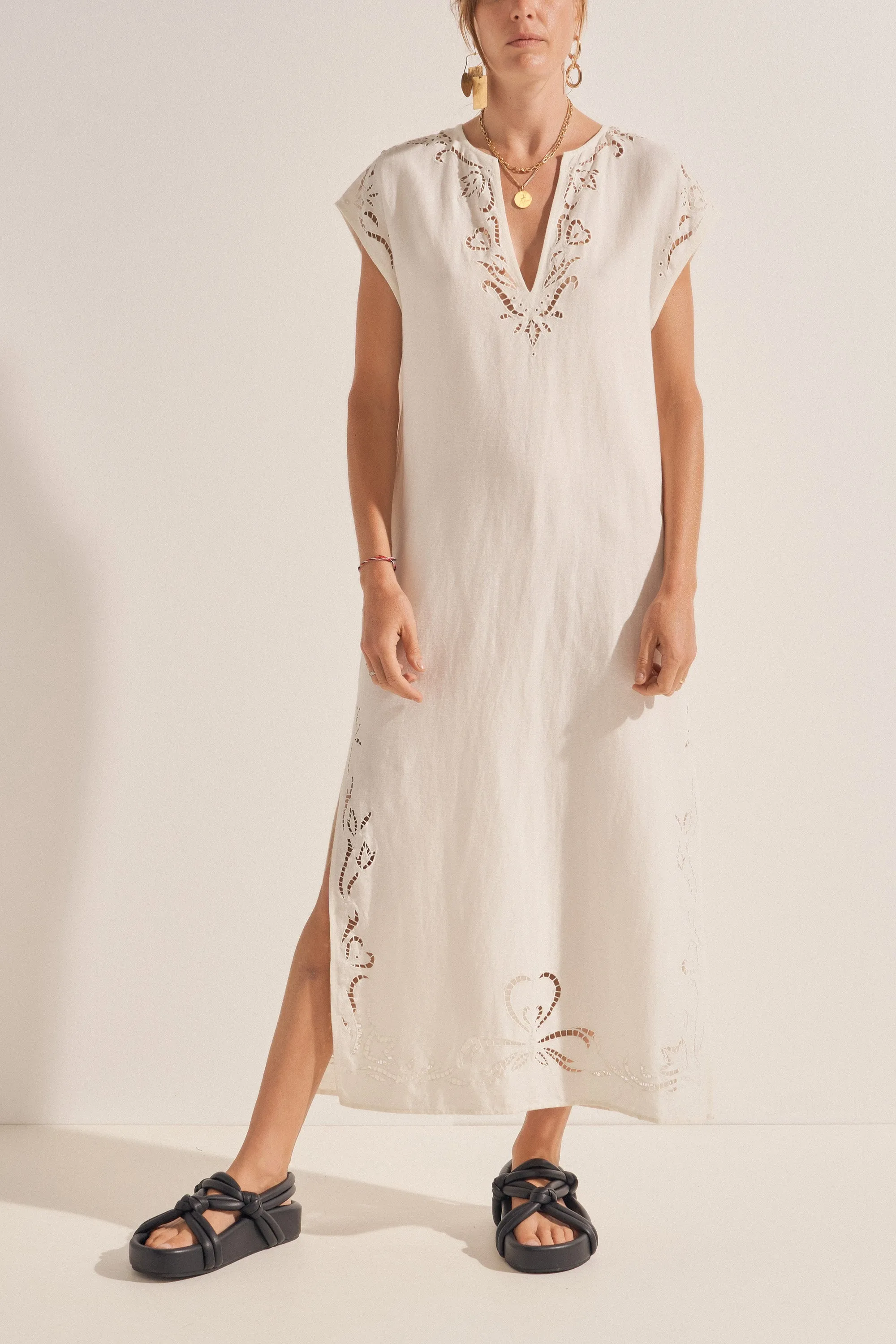 Phanes White Eyelet Caftan