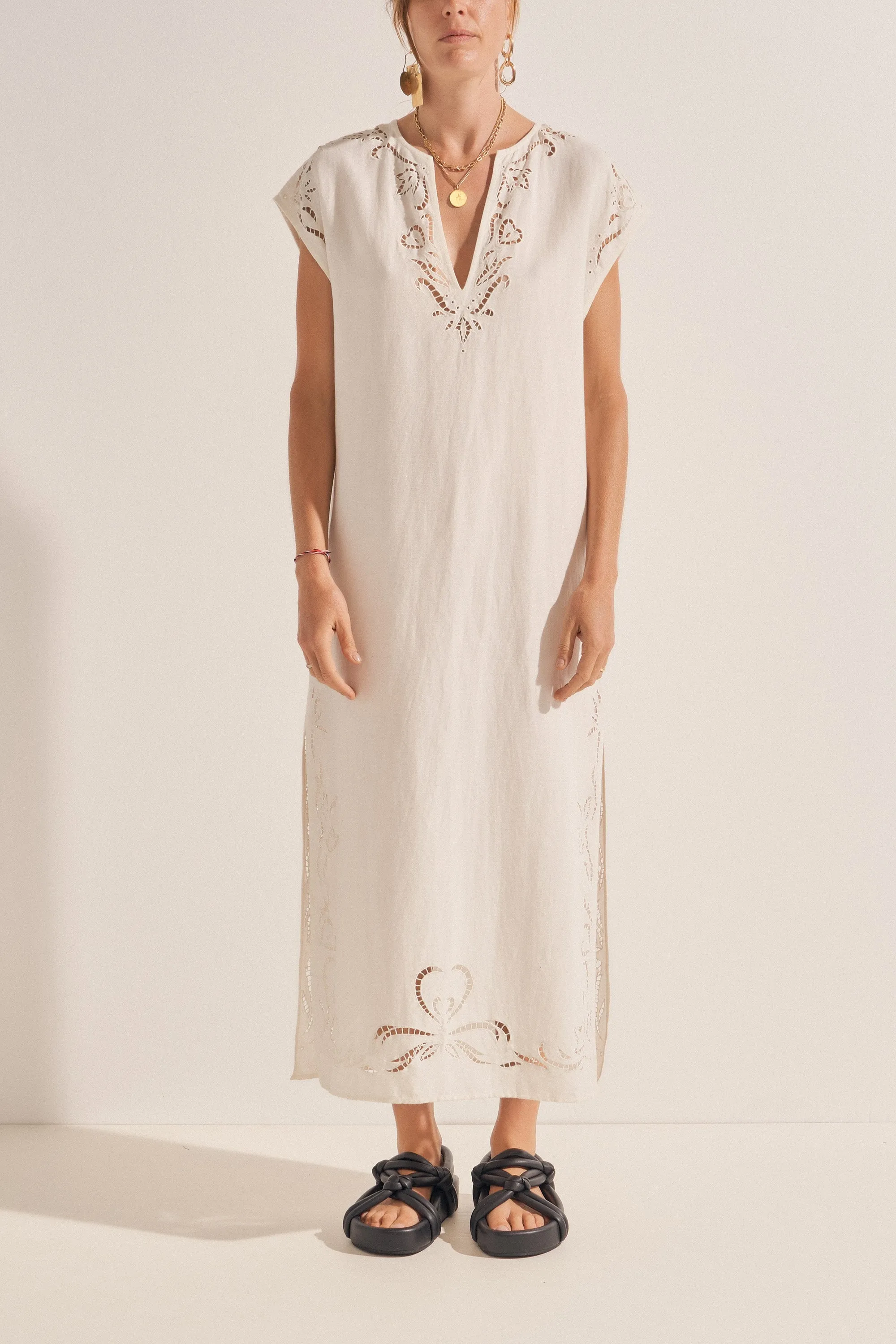 Phanes White Eyelet Caftan