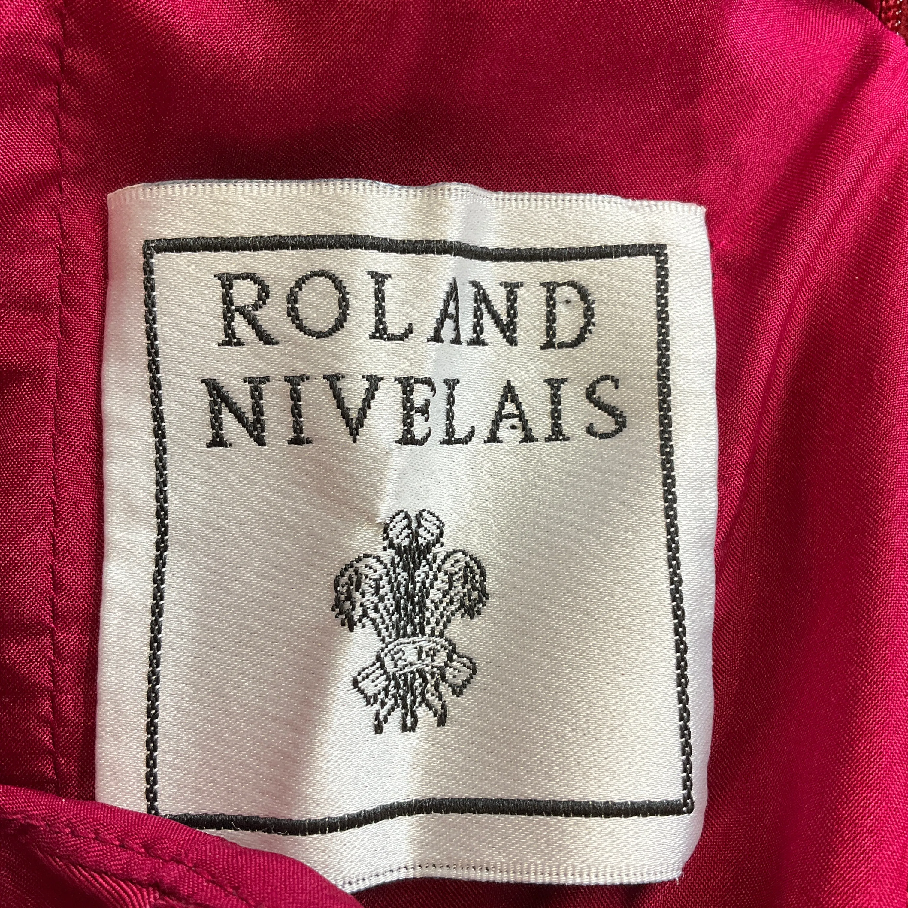 Roland Nivelais Red Gathered Silk Gown / Formal Dress