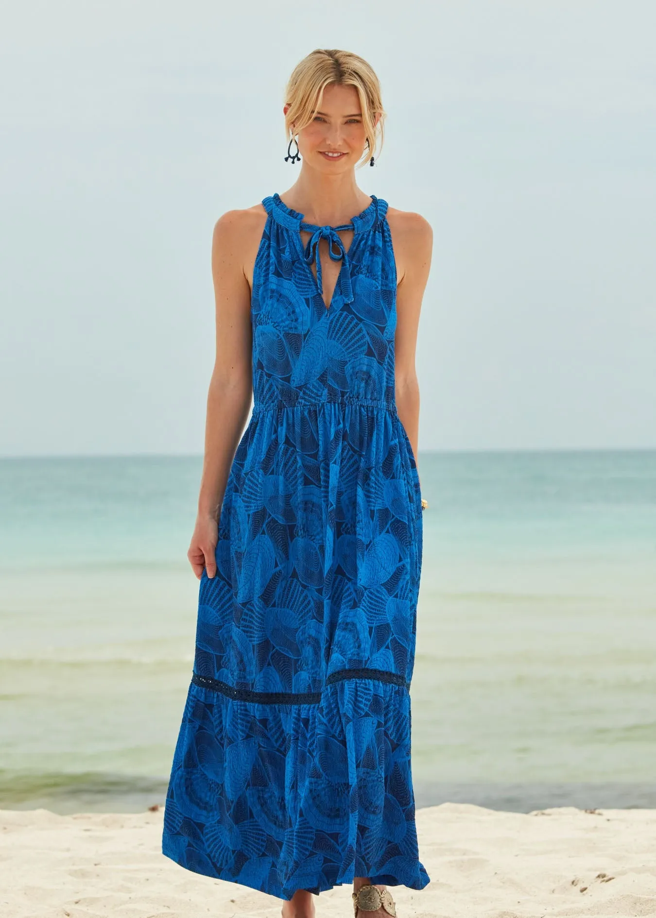 San Sebastian Tie Neck Maxi Dress