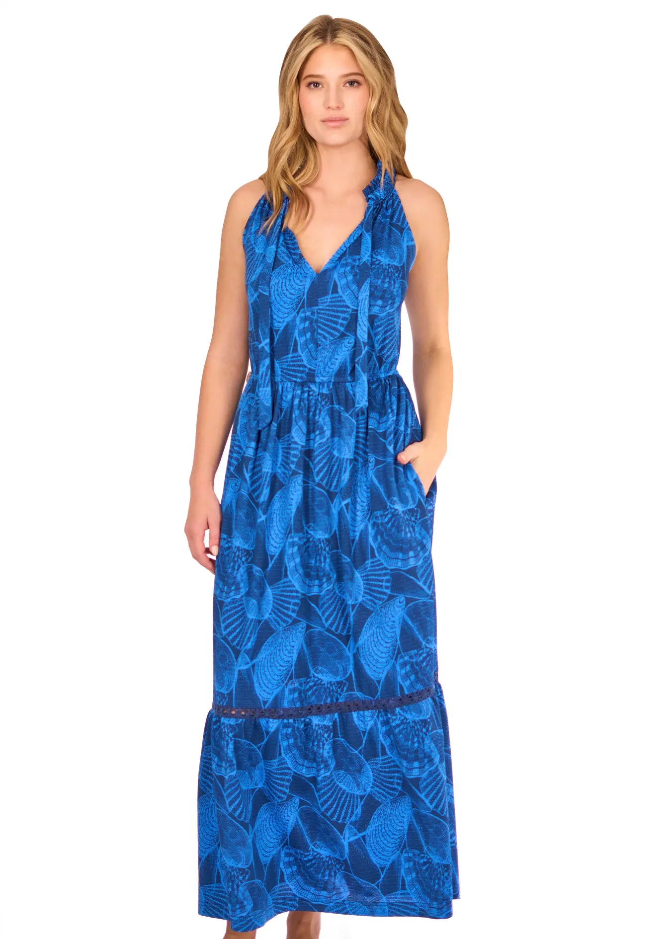 San Sebastian Tie Neck Maxi Dress