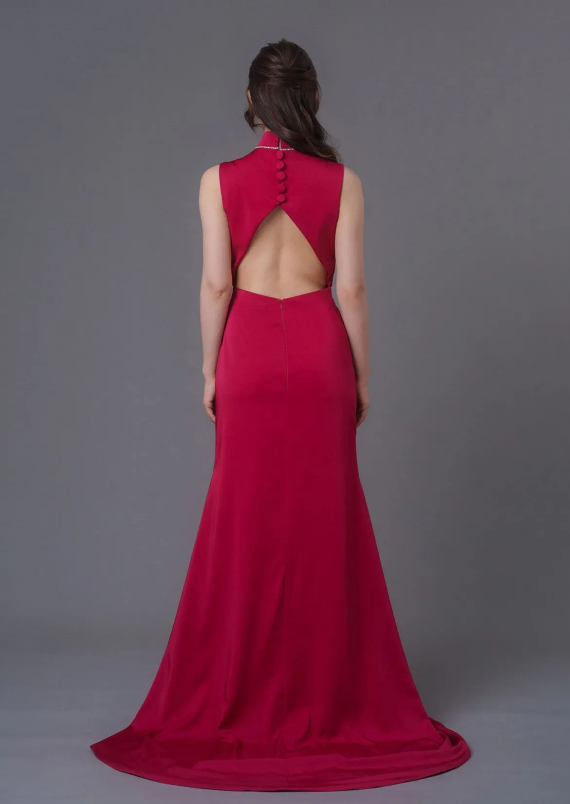 Sleeveless Crystal Open Back Qipao - RTW