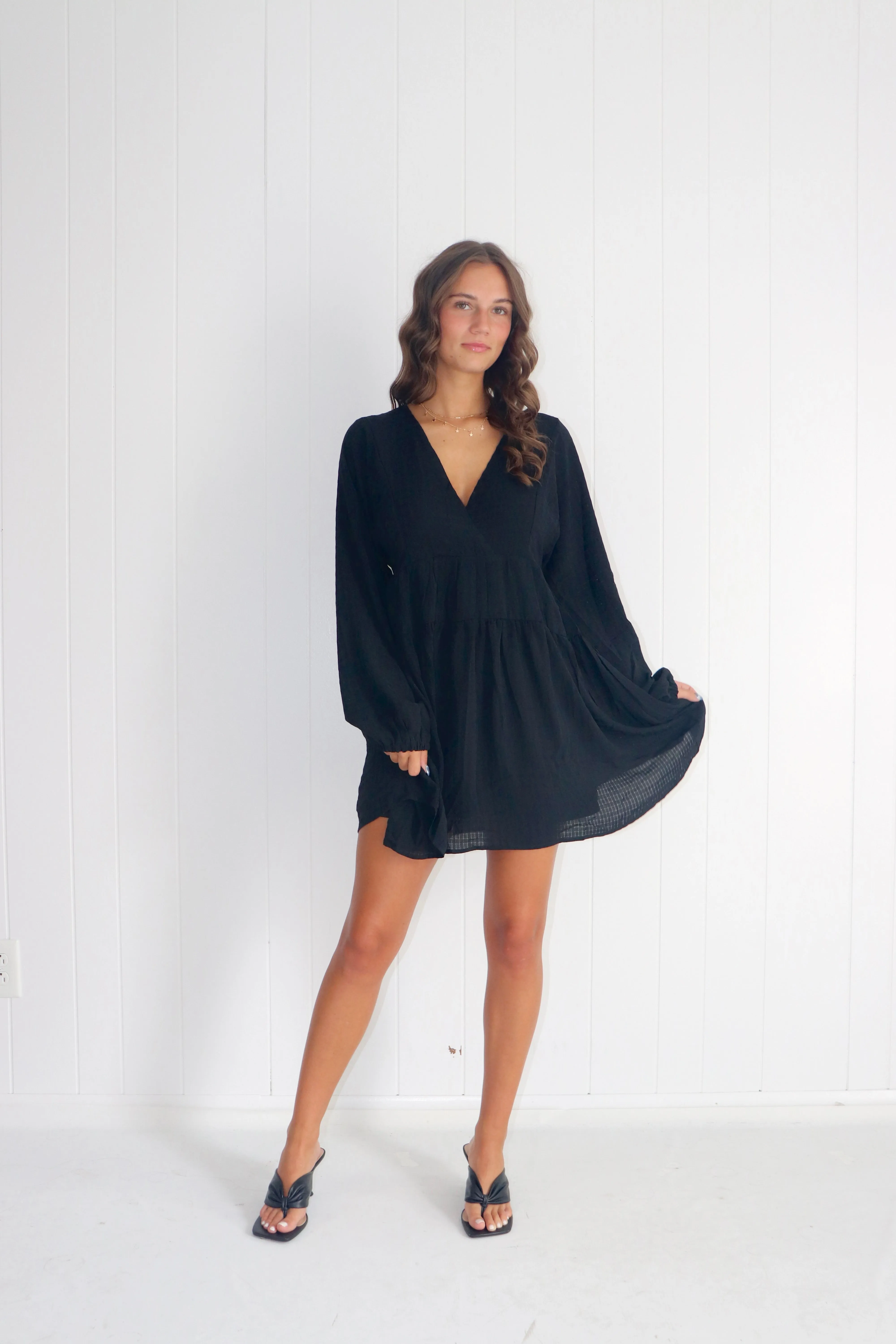 Sweet Girl Longsleeve Mini Dress Black