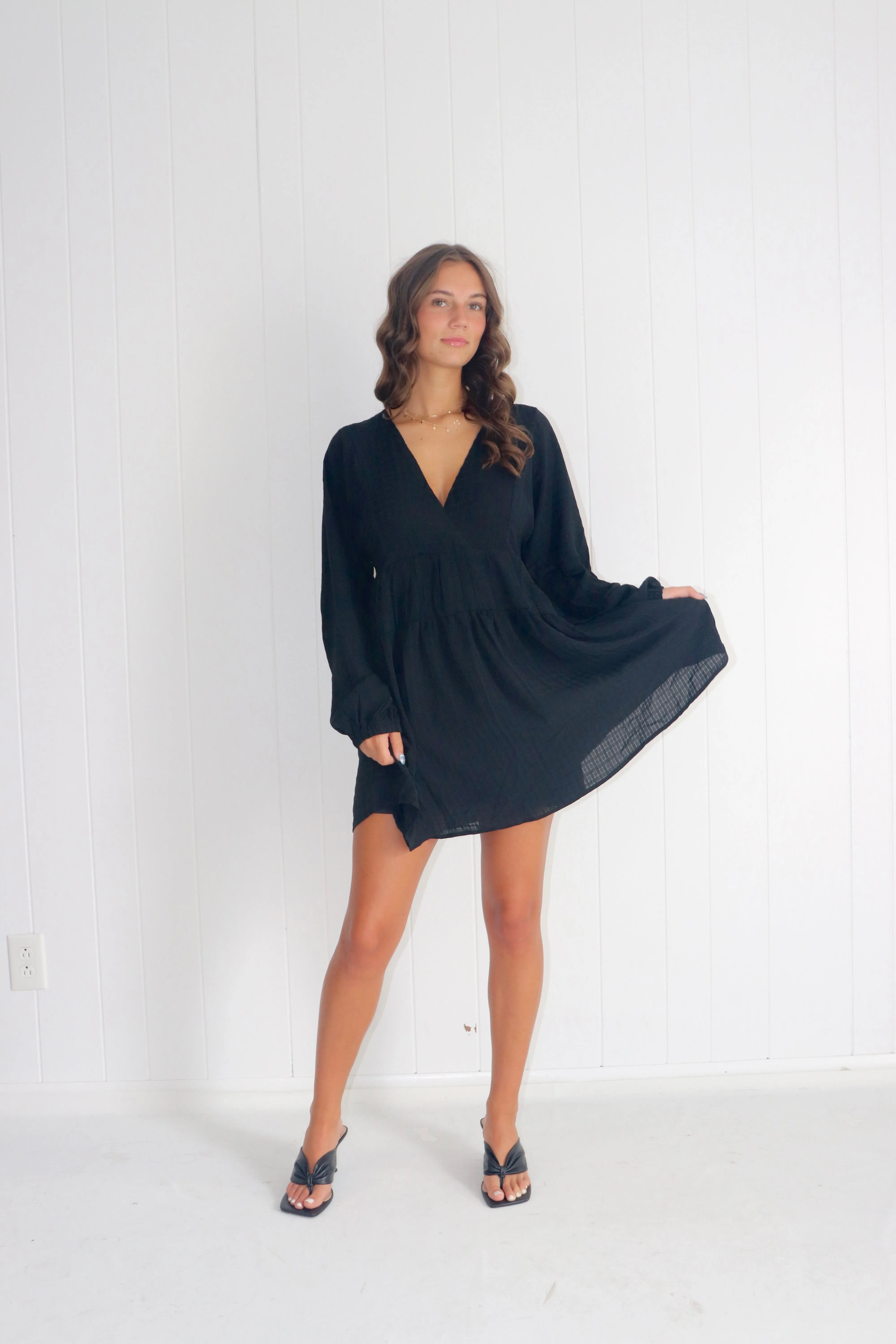 Sweet Girl Longsleeve Mini Dress Black