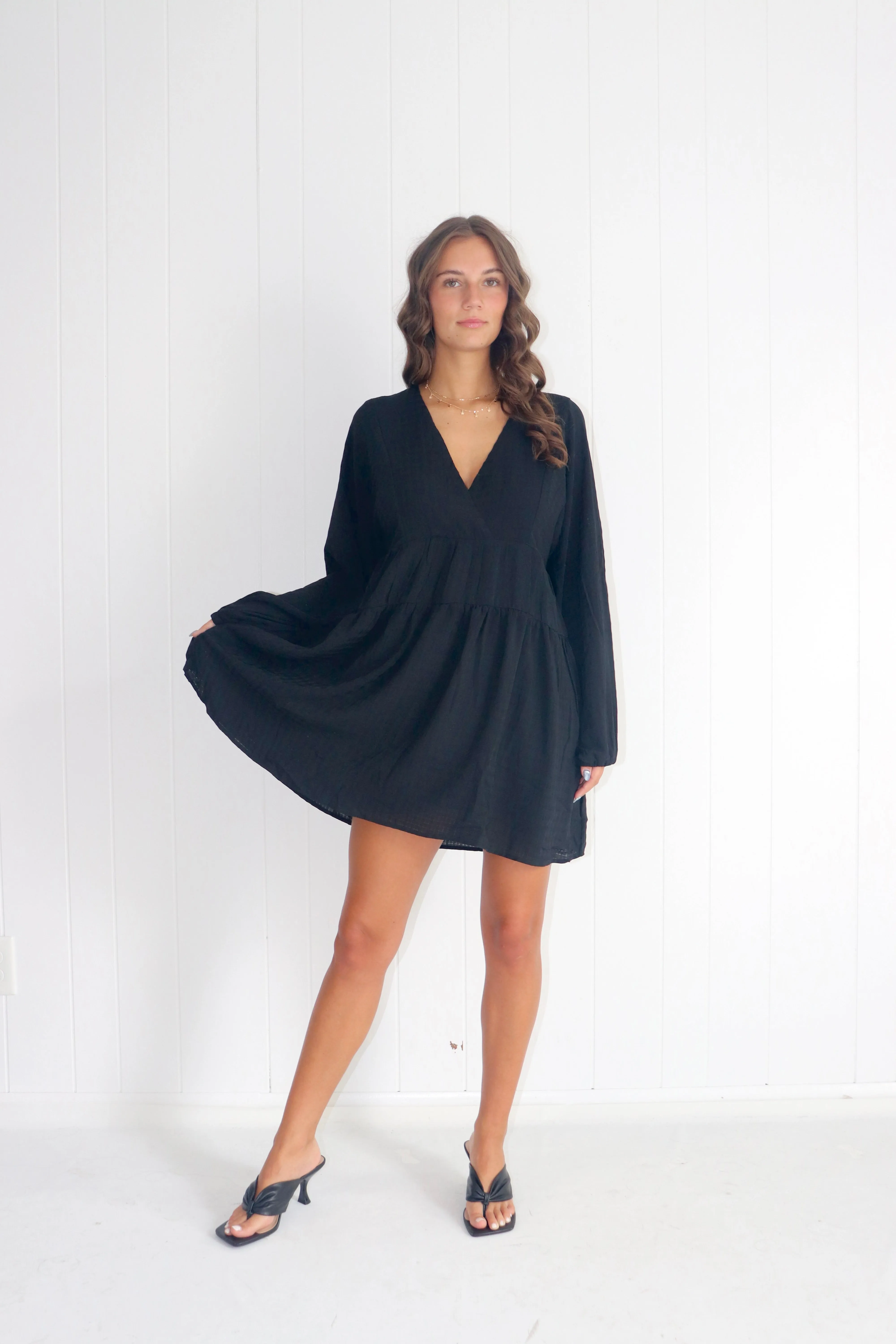 Sweet Girl Longsleeve Mini Dress Black