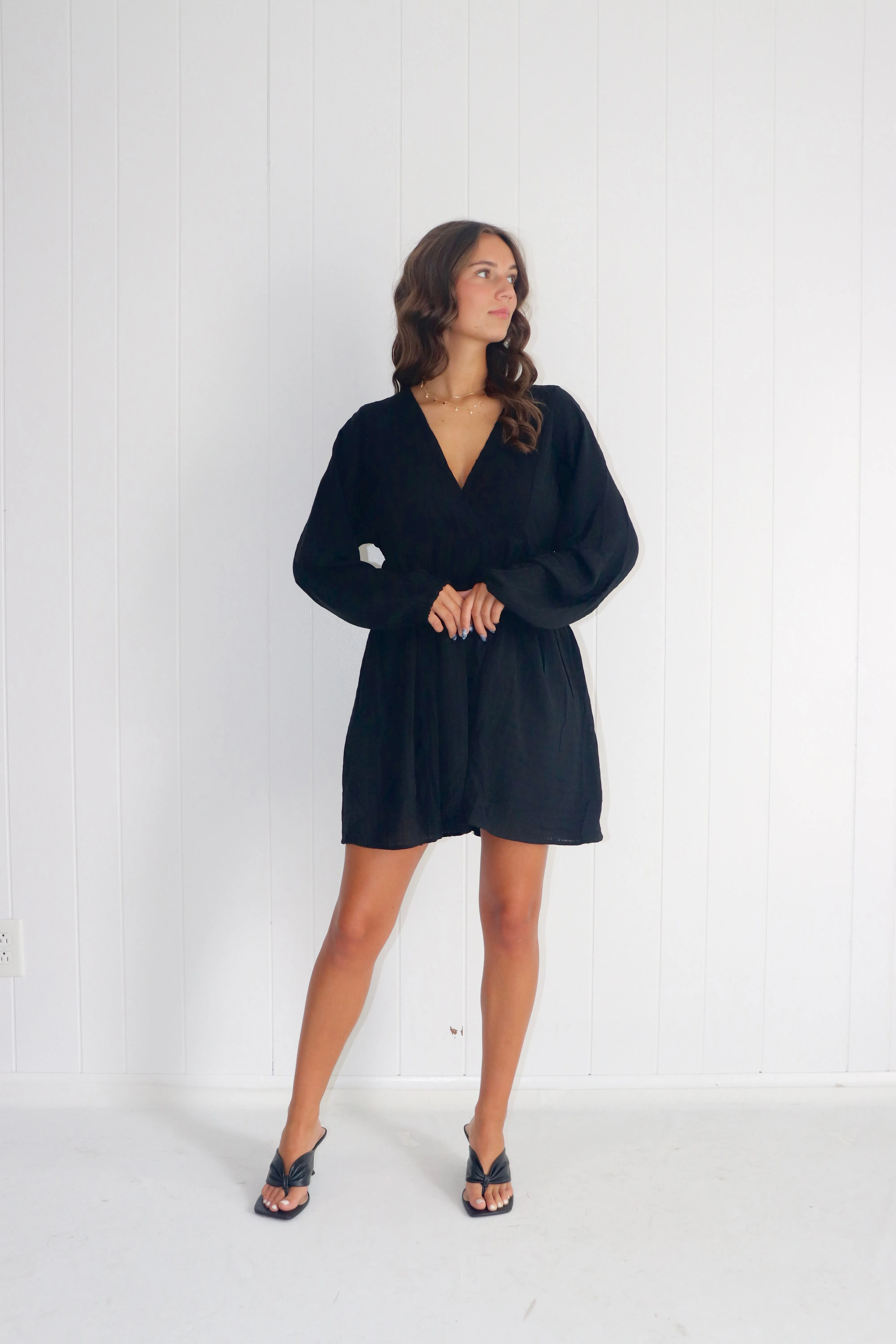 Sweet Girl Longsleeve Mini Dress Black